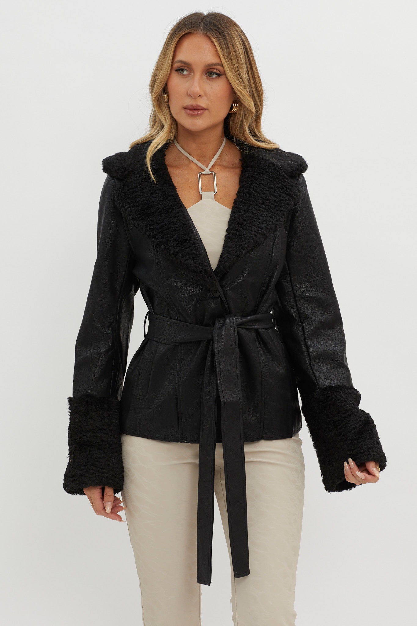 Fireside Teddy Lapel Jacket Black by Selfie Leslie Australia