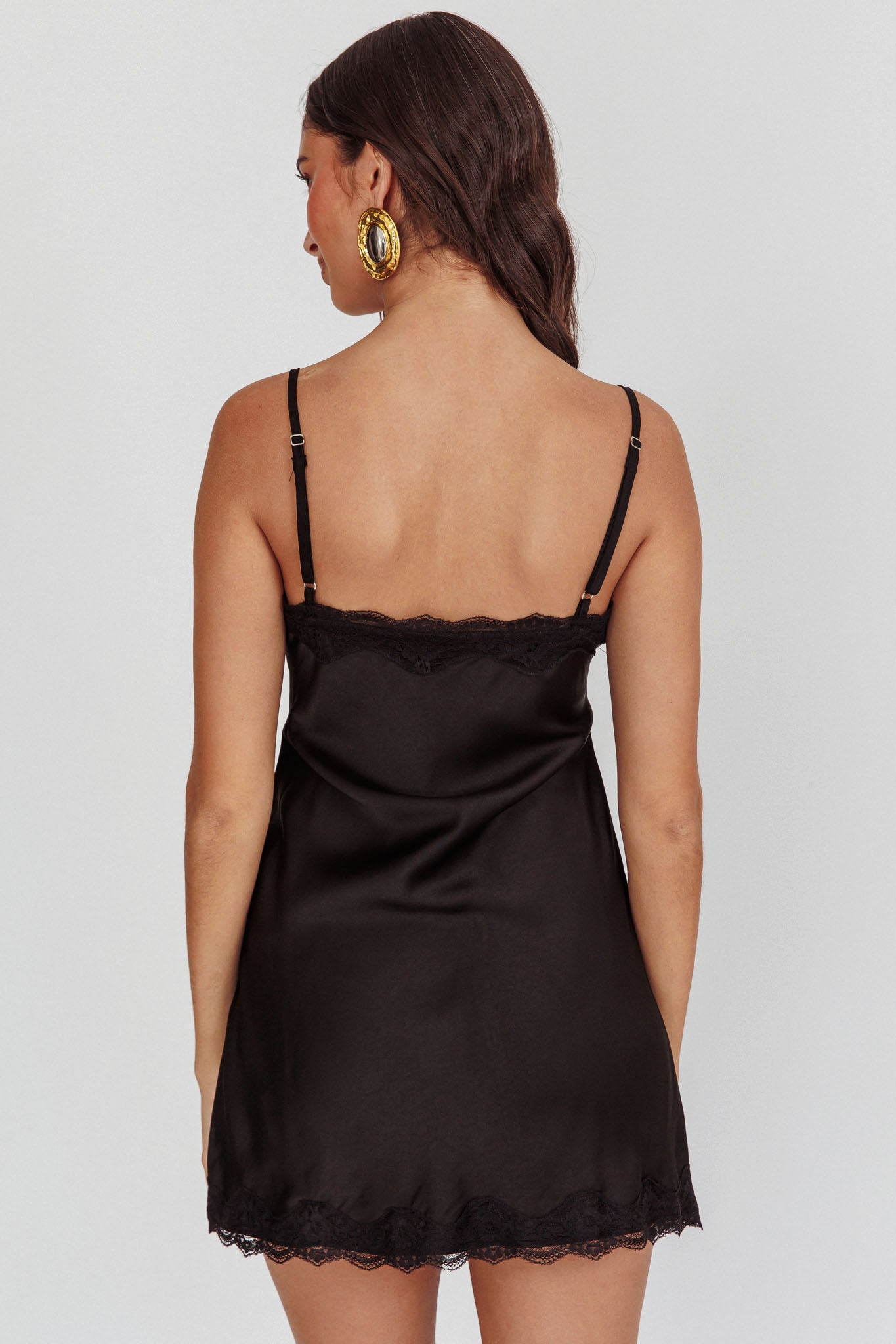 Spellbound Satin Mini Slip Dress Black by Selfie Leslie Australia