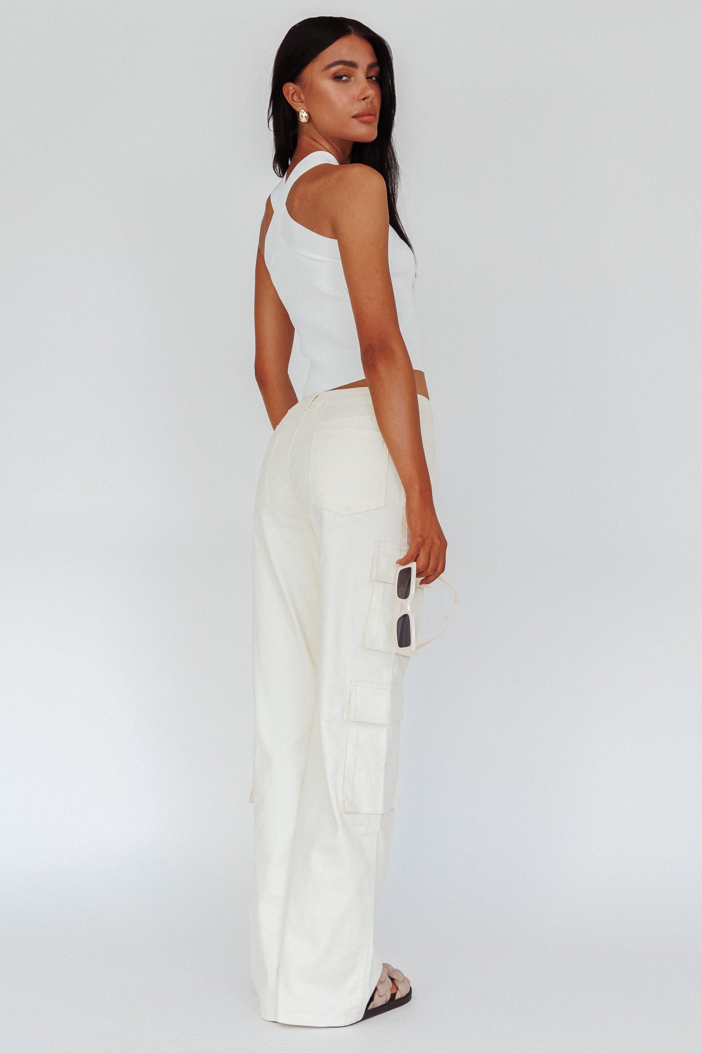 Ulterior Motive Pocket Cargo Pants Cream by Selfie Leslie Australia