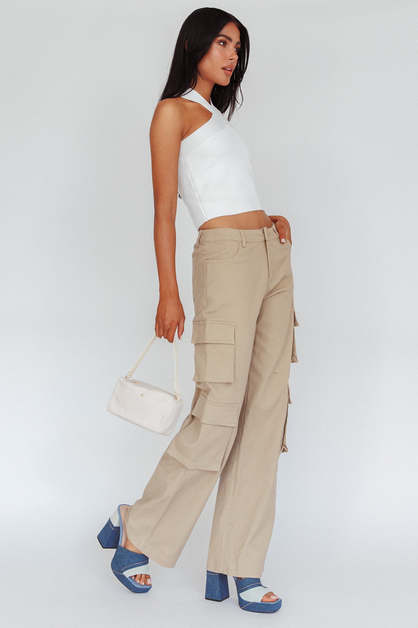 Ulterior Motive Pocket Cargo Pants Taupe by Selfie Leslie Australia