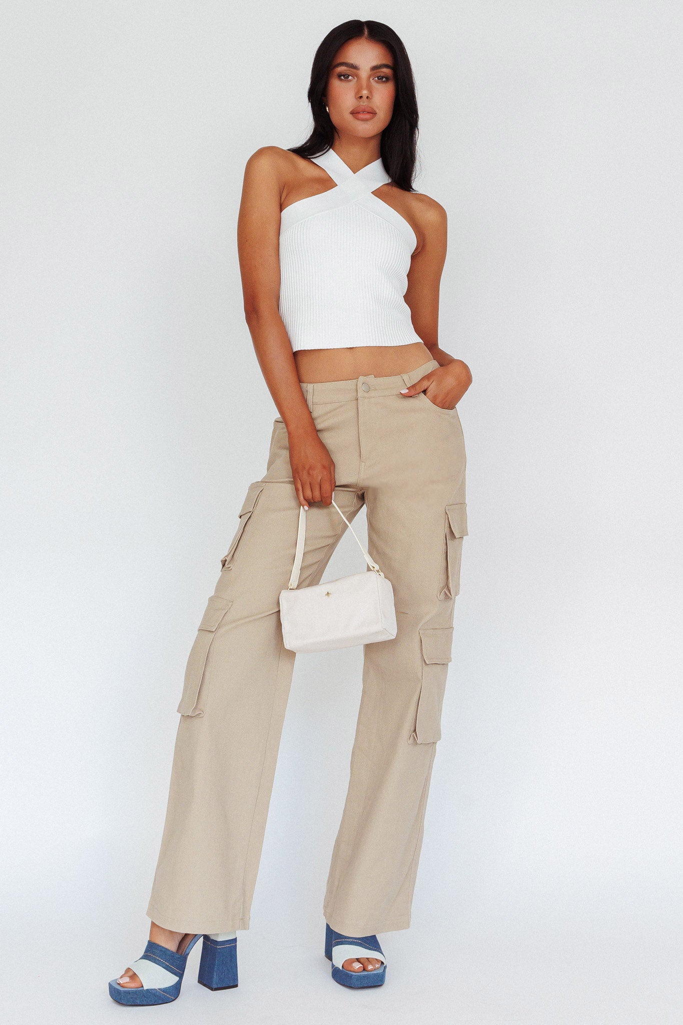 Ulterior Motive Pocket Cargo Pants Taupe by Selfie Leslie Australia