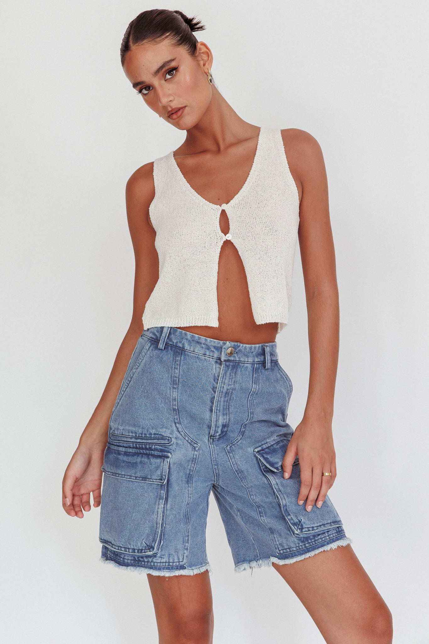 Tardy Cargo Shorts Denim by Selfie Leslie Australia