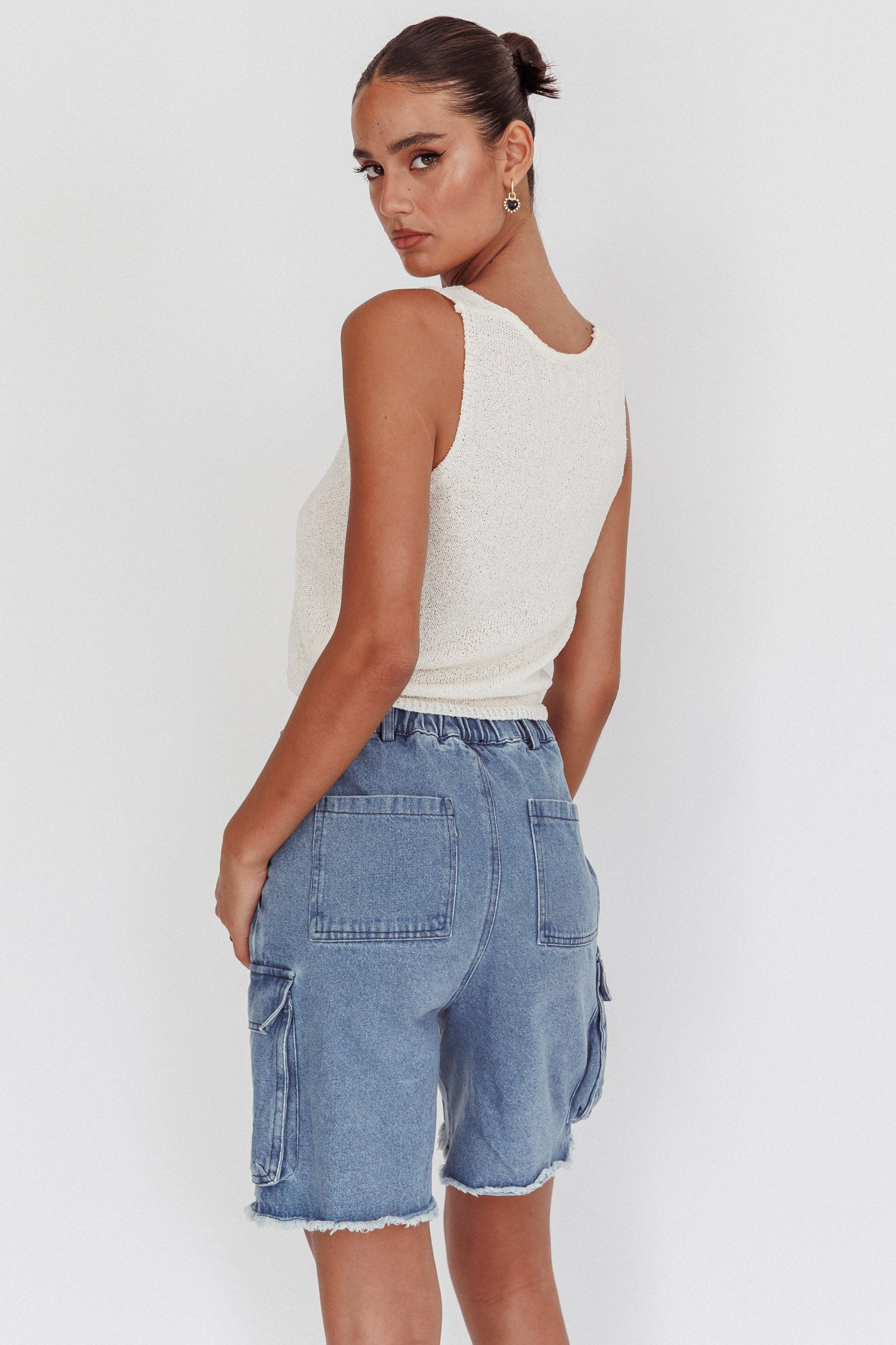 Tardy Cargo Shorts Denim by Selfie Leslie Australia