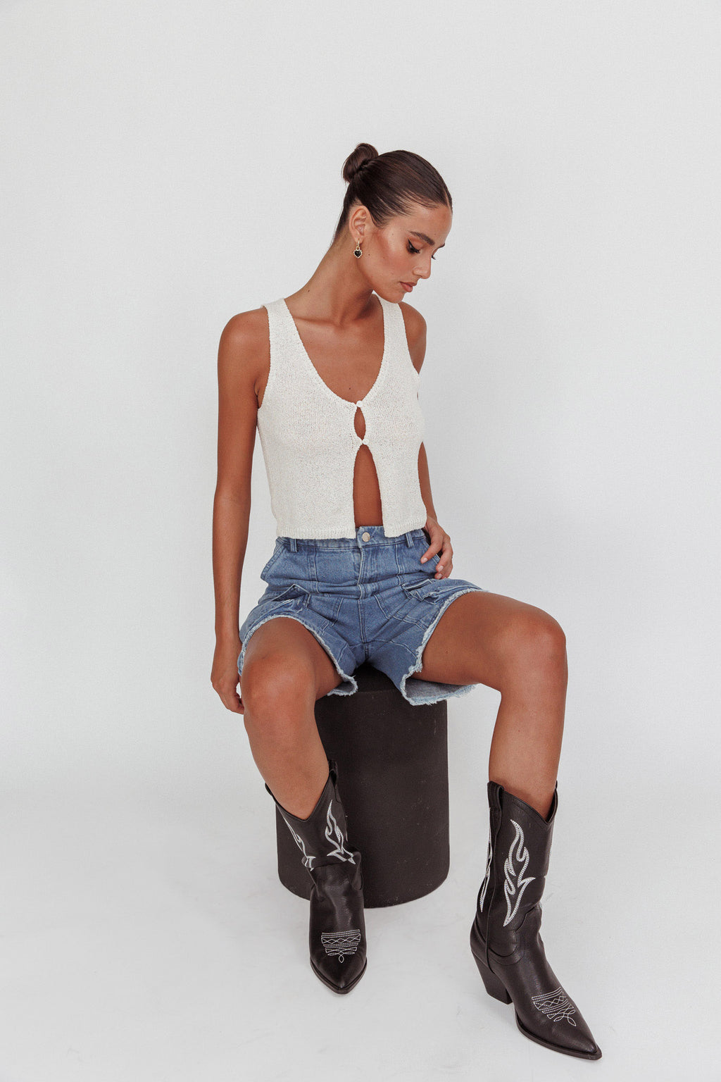 Tardy Cargo Shorts Denim by Selfie Leslie Australia
