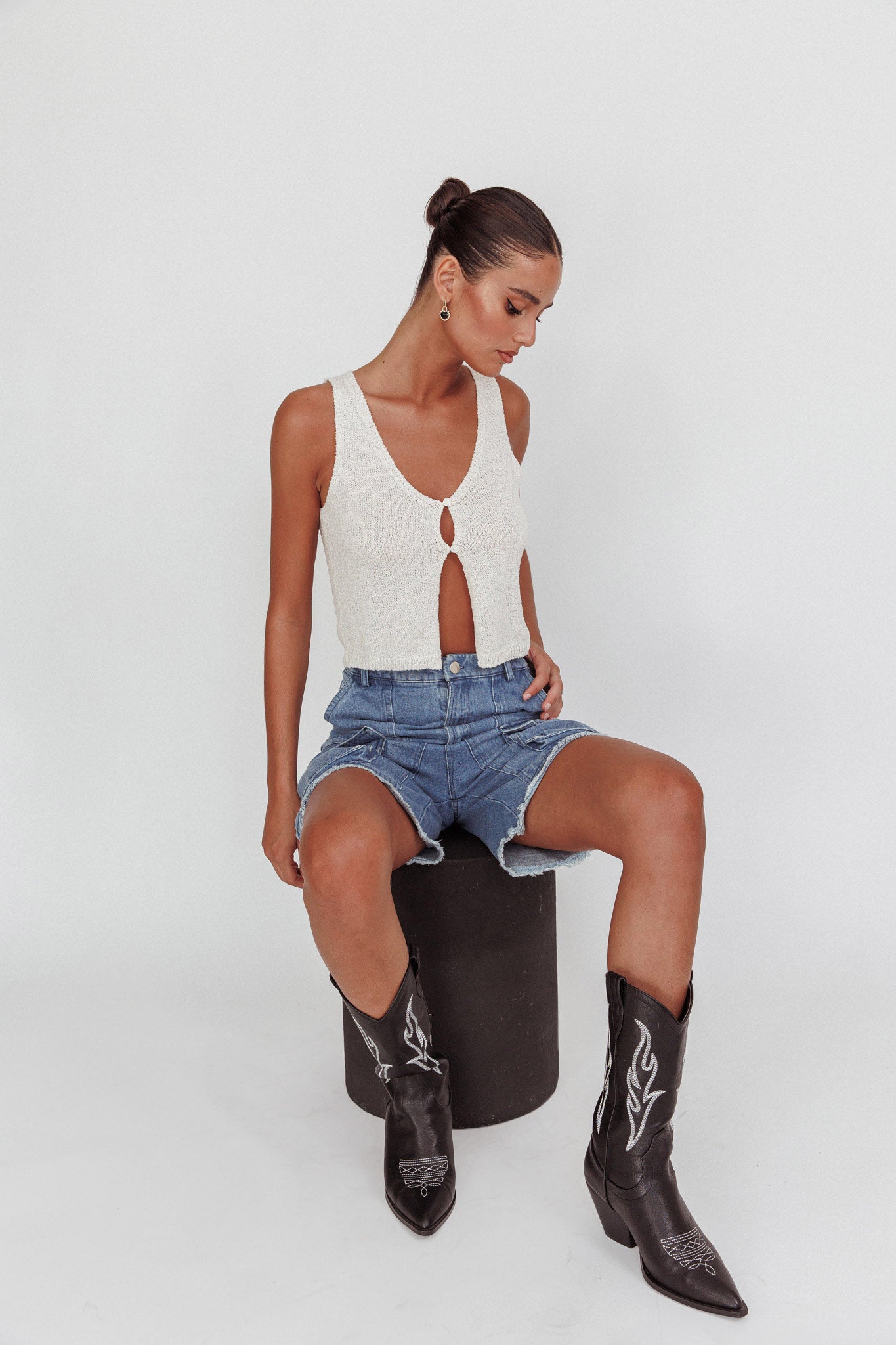Tardy Cargo Shorts Denim by Selfie Leslie Australia