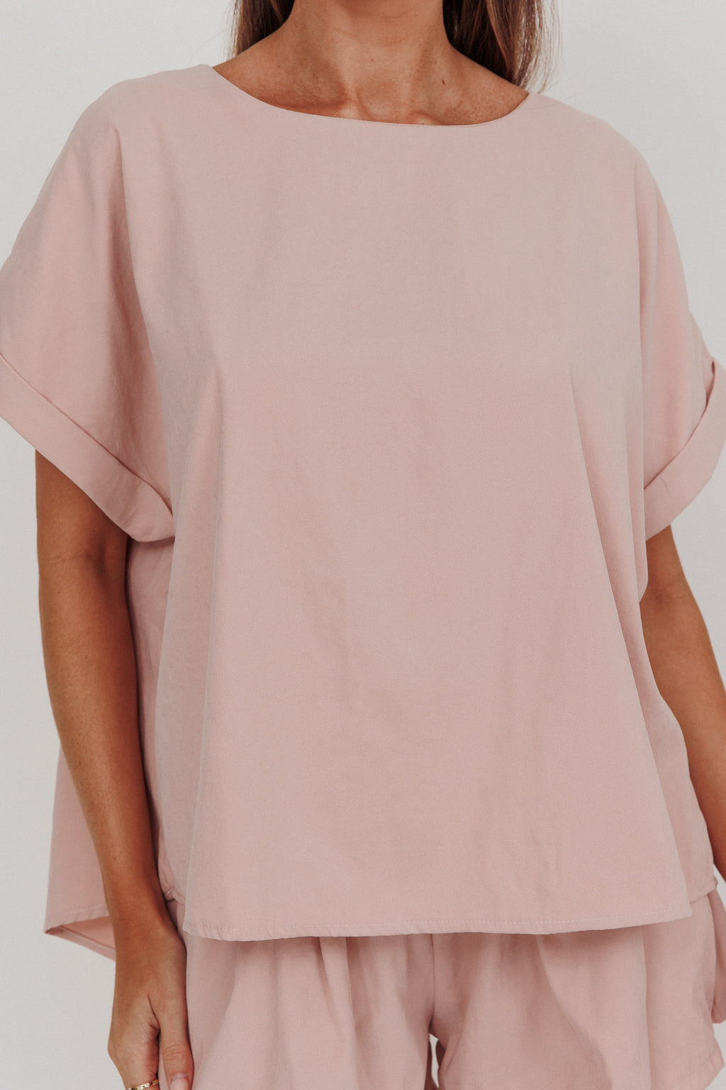 Yuna Pleat Back Boxy Tee Blush by Selfie Leslie Australia