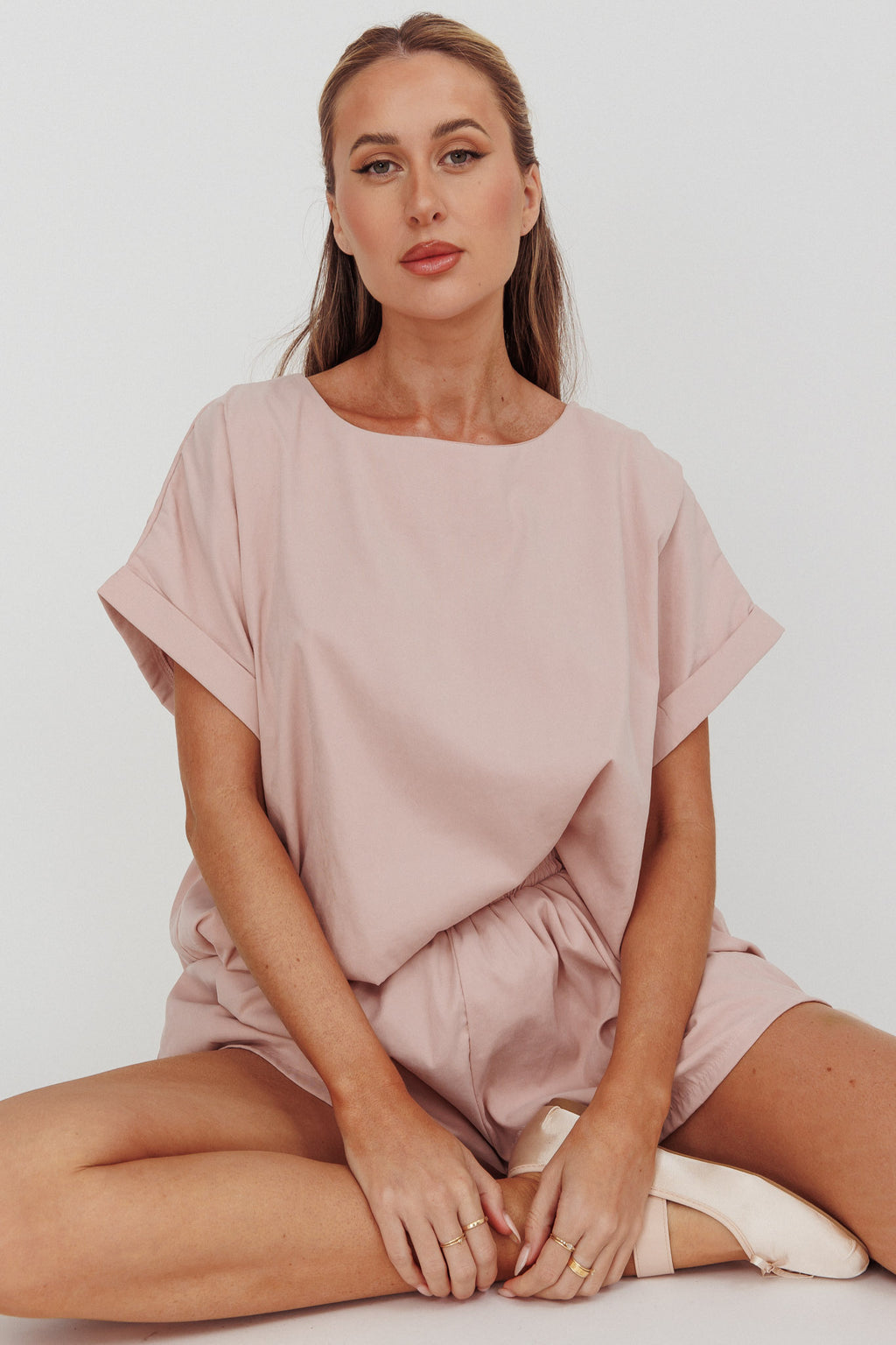 Yuna Pleat Back Boxy Tee Blush by Selfie Leslie Australia
