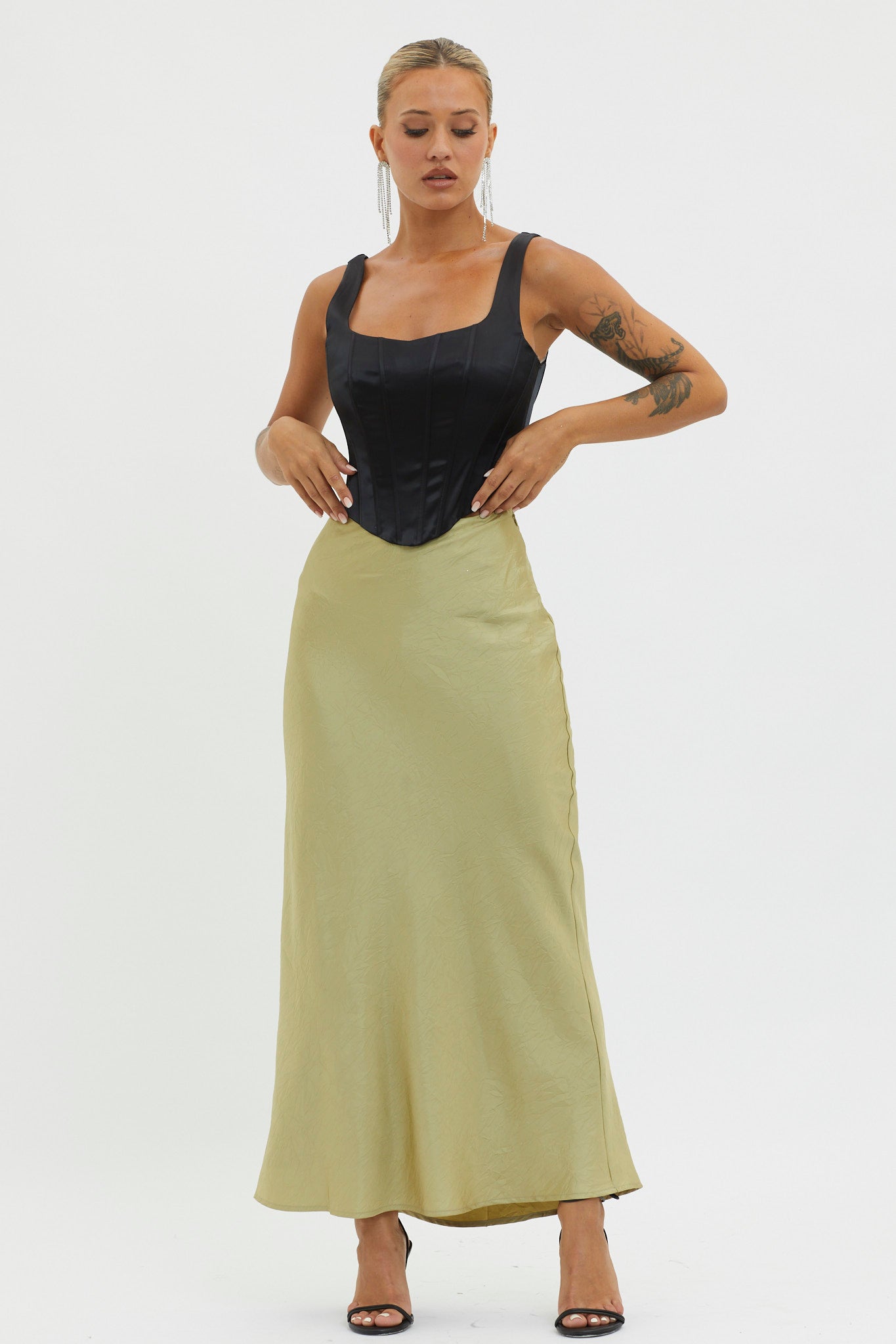 Guiding Light Midi Skirt Light Green by Selfie Leslie Australia