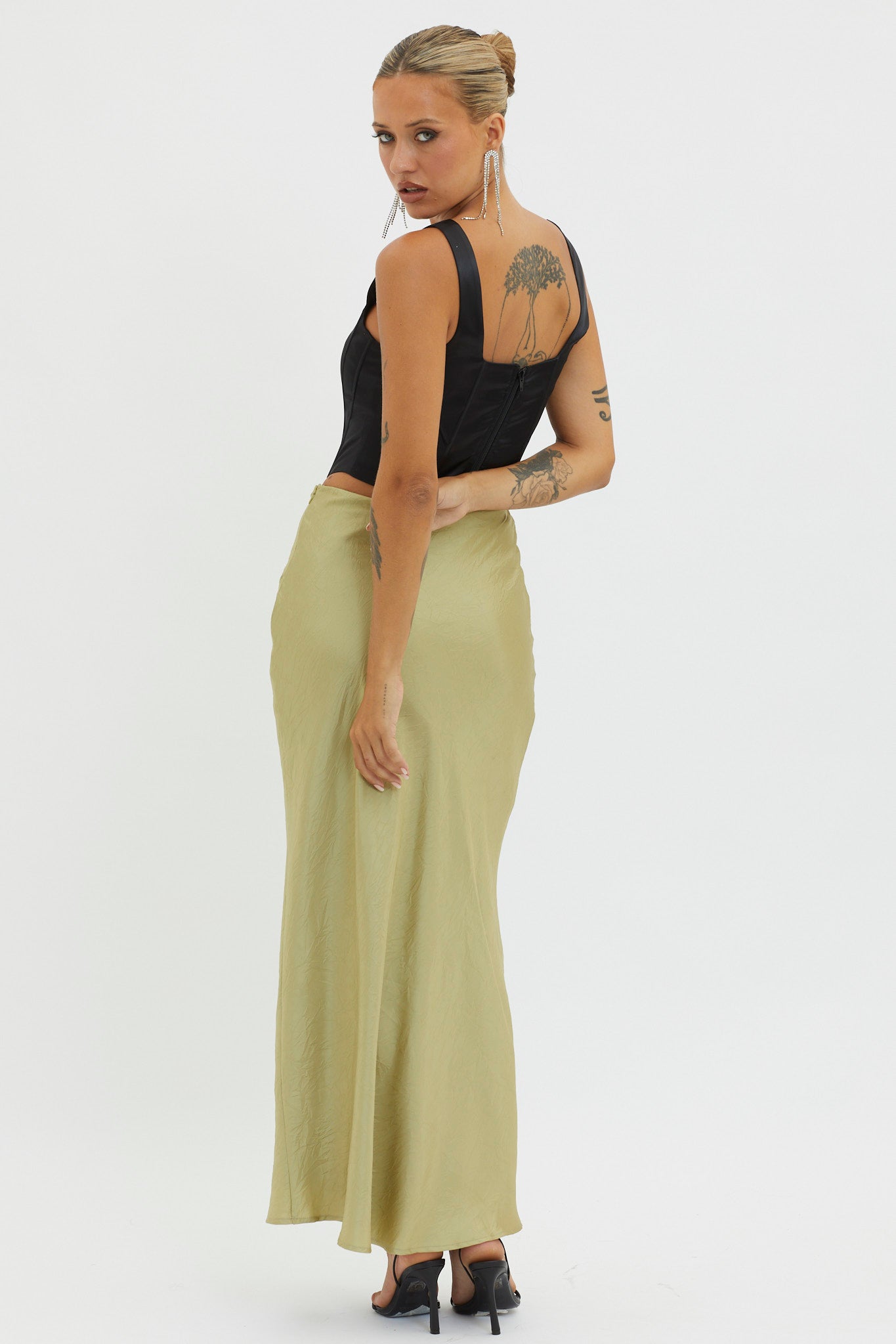 Guiding Light Midi Skirt Light Green by Selfie Leslie Australia