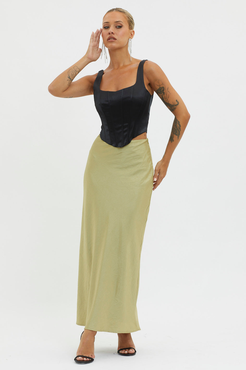 Guiding Light Midi Skirt Light Green by Selfie Leslie Australia