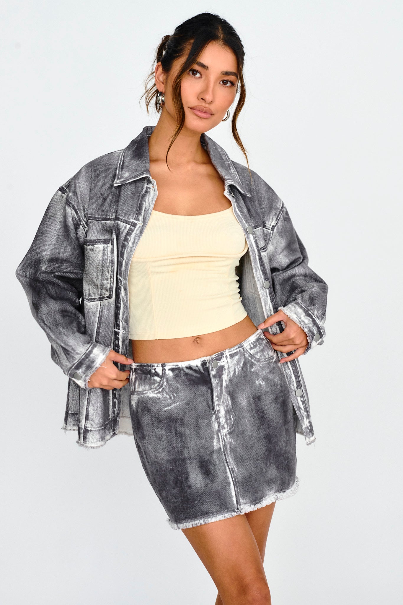 Decoy Distressed Mini Skirt Black/White by Selfie Leslie Australia