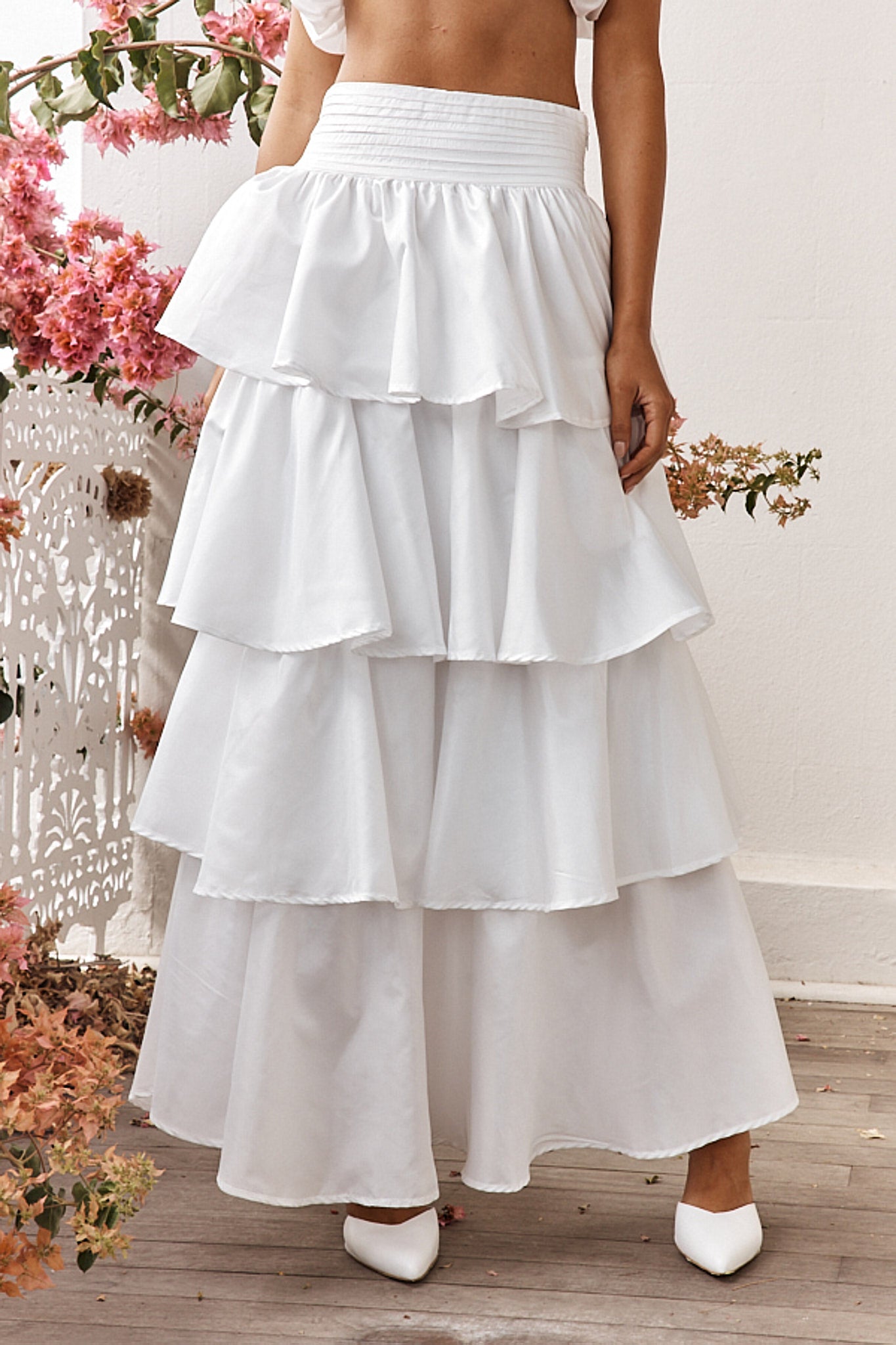 Sozo Layered Maxi Skirt Ivory by Selfie Leslie Australia