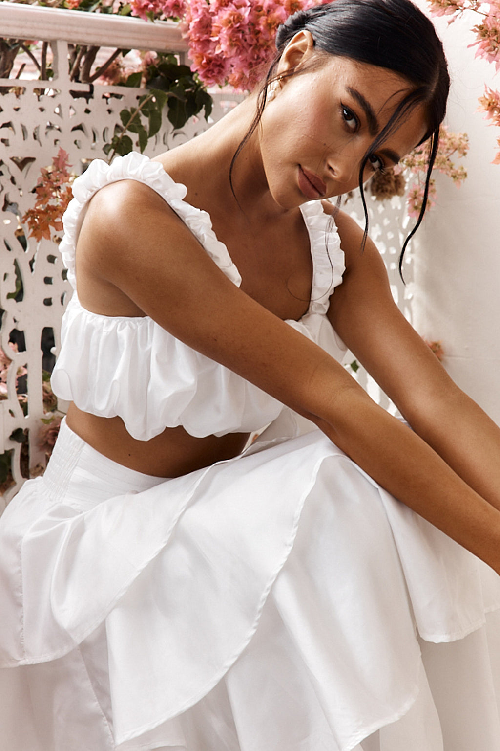 Sozo Layered Maxi Skirt Ivory by Selfie Leslie Australia