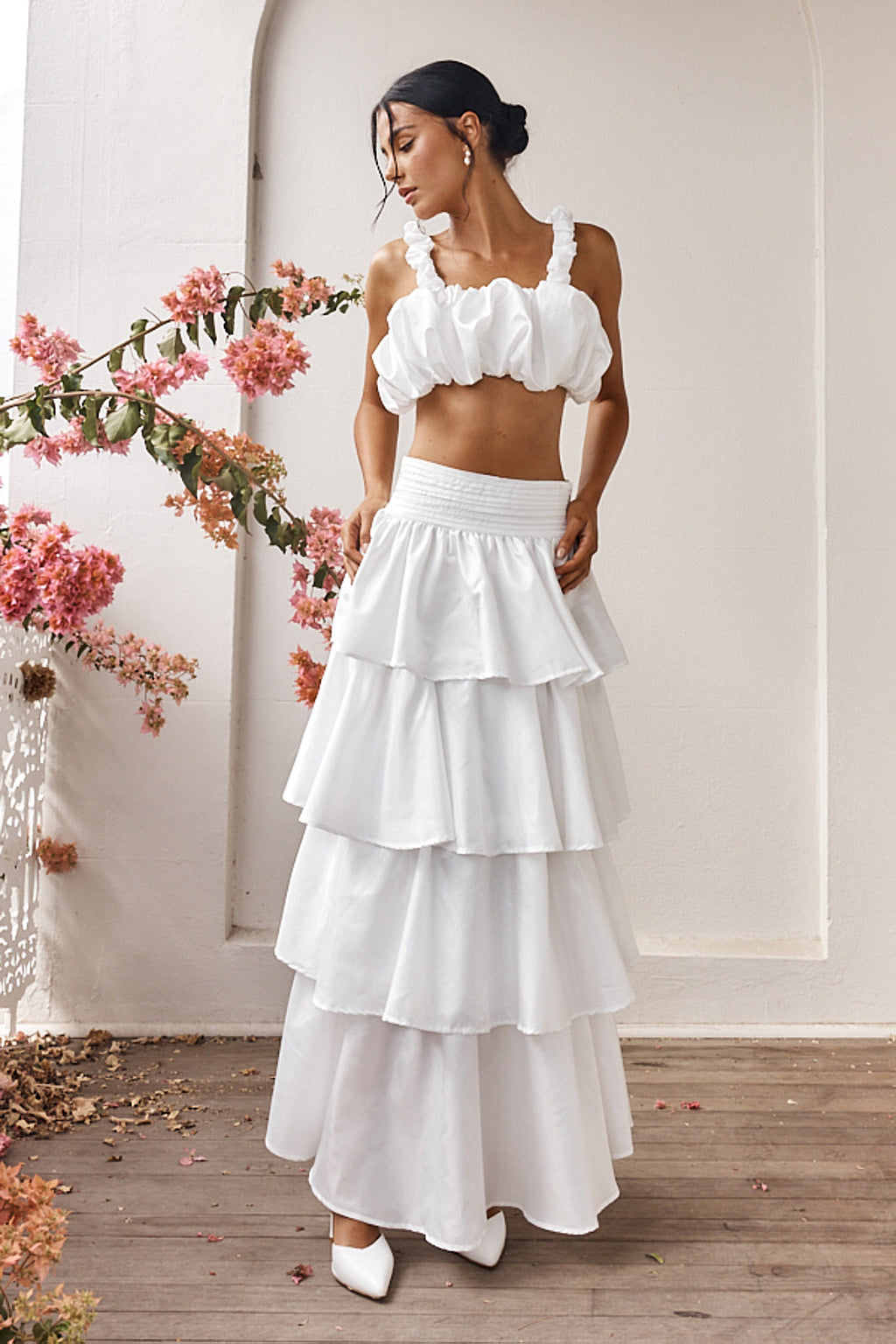 Sozo Layered Maxi Skirt Ivory by Selfie Leslie Australia