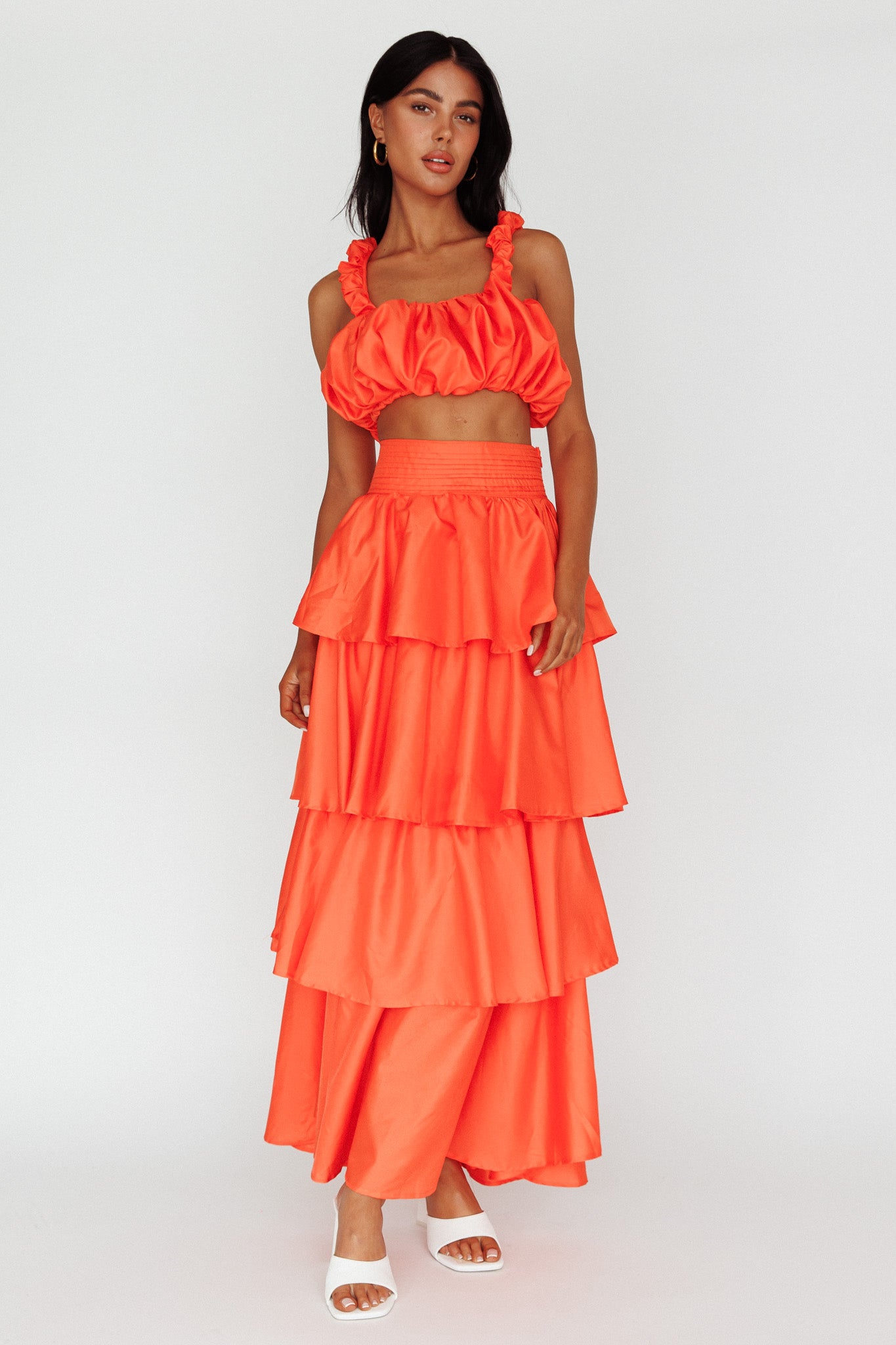 Sozo Layered Maxi Skirt Orange by Selfie Leslie Australia