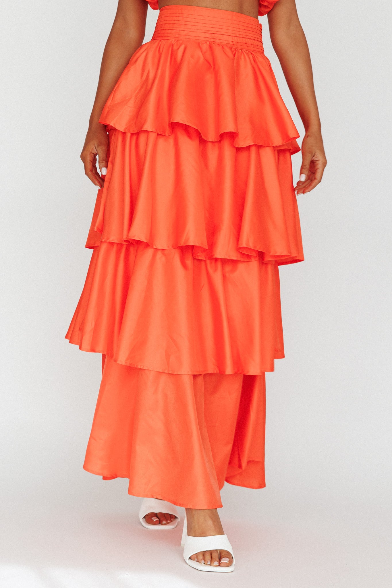 Sozo Layered Maxi Skirt Orange by Selfie Leslie Australia