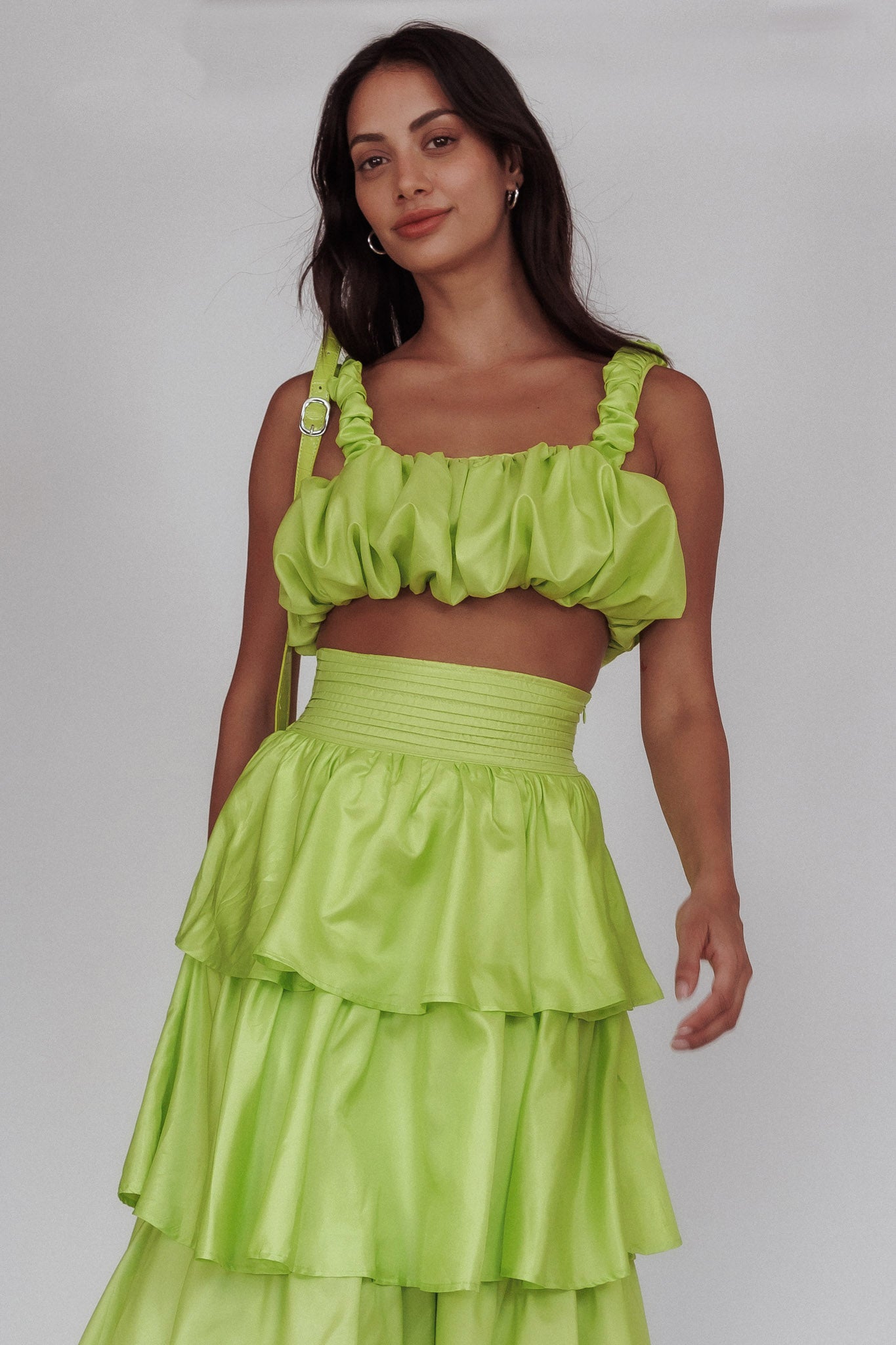 Sozo Layered Maxi Skirt Lime by Selfie Leslie Australia