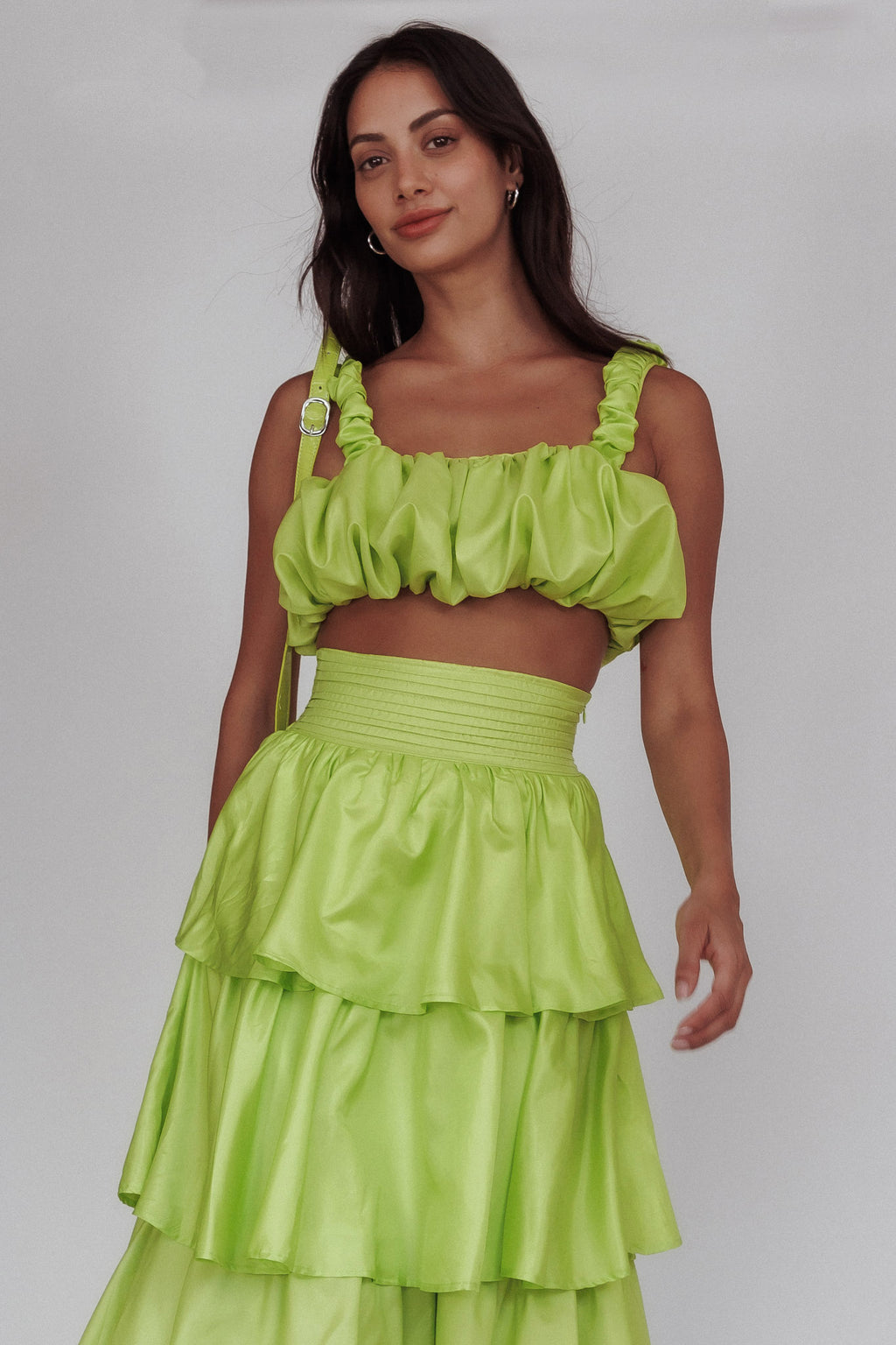 Sozo Bubble Crop Top Lime by Selfie Leslie Australia