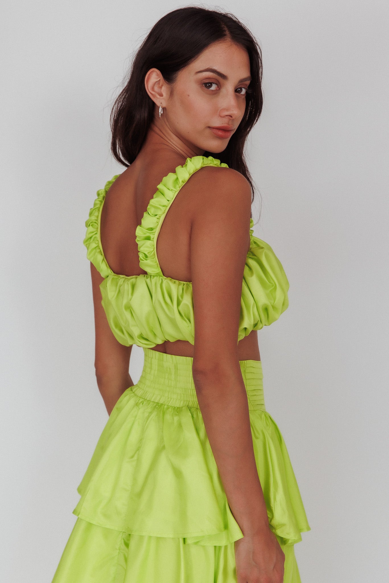 Sozo Layered Maxi Skirt Lime by Selfie Leslie Australia