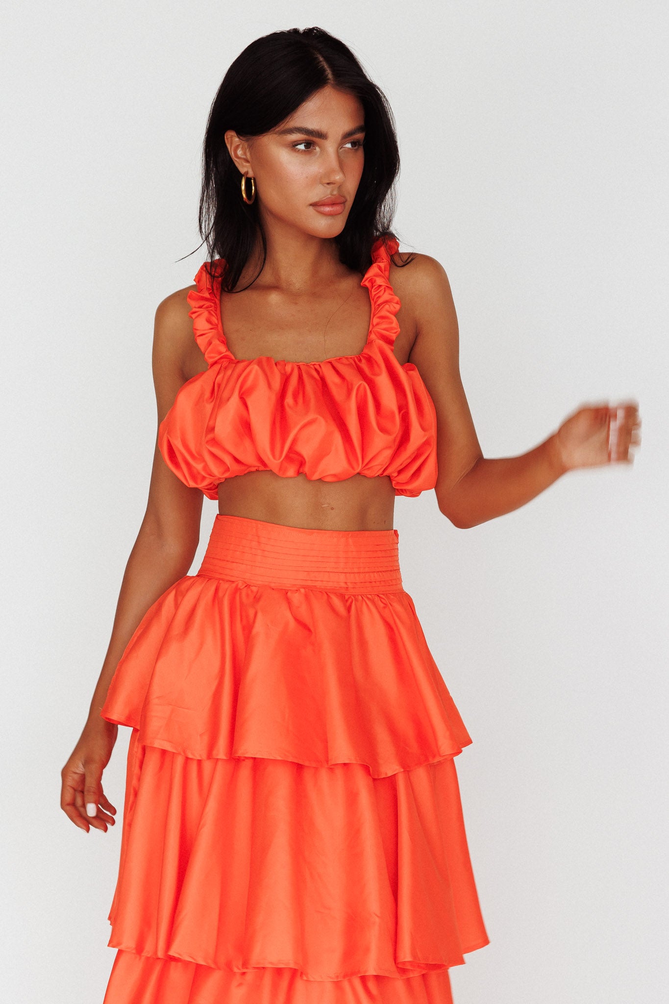 Sozo Bubble Crop Top Orange by Selfie Leslie Australia