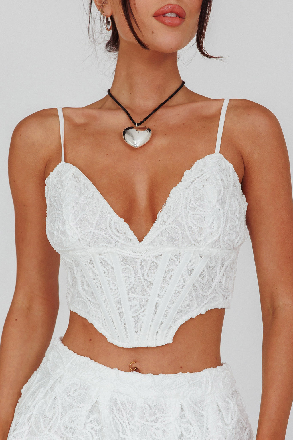 Staycation Lace Bustier Top White by Selfie Leslie Australia