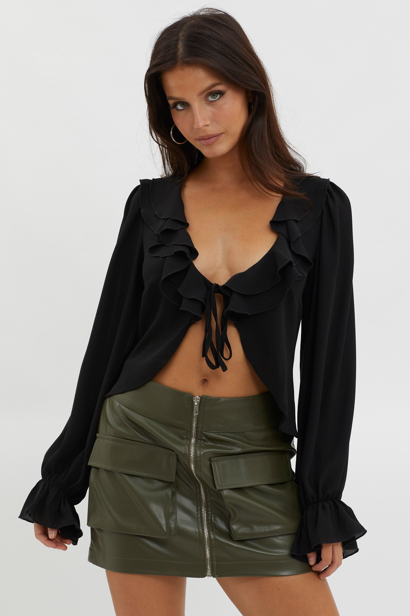 Pale Fire Tie Front Top Black by Selfie Leslie Australia