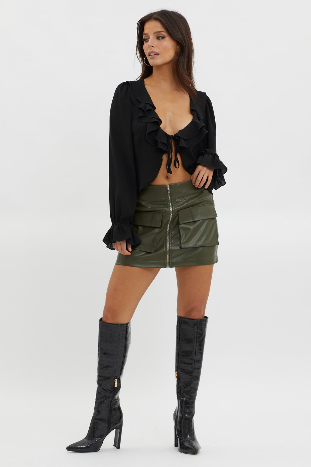 Pale Fire Tie Front Top Black by Selfie Leslie Australia
