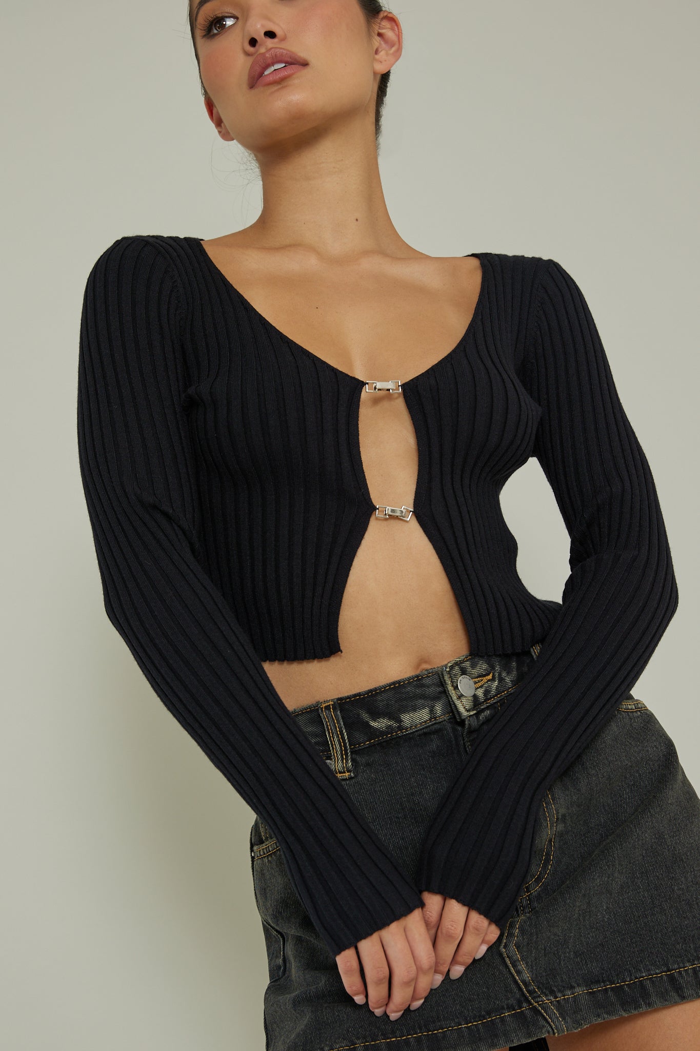 New School Long Sleeve Top Black by Selfie Leslie Australia