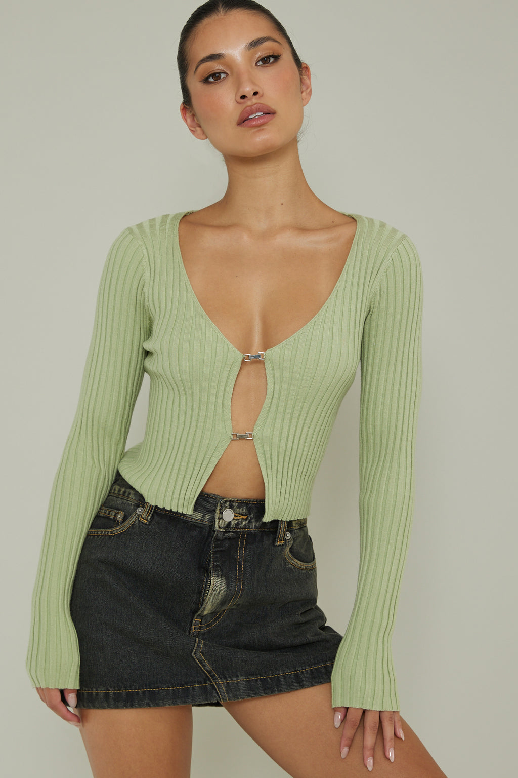 New School Long Sleeve Top Light Sage by Selfie Leslie Australia