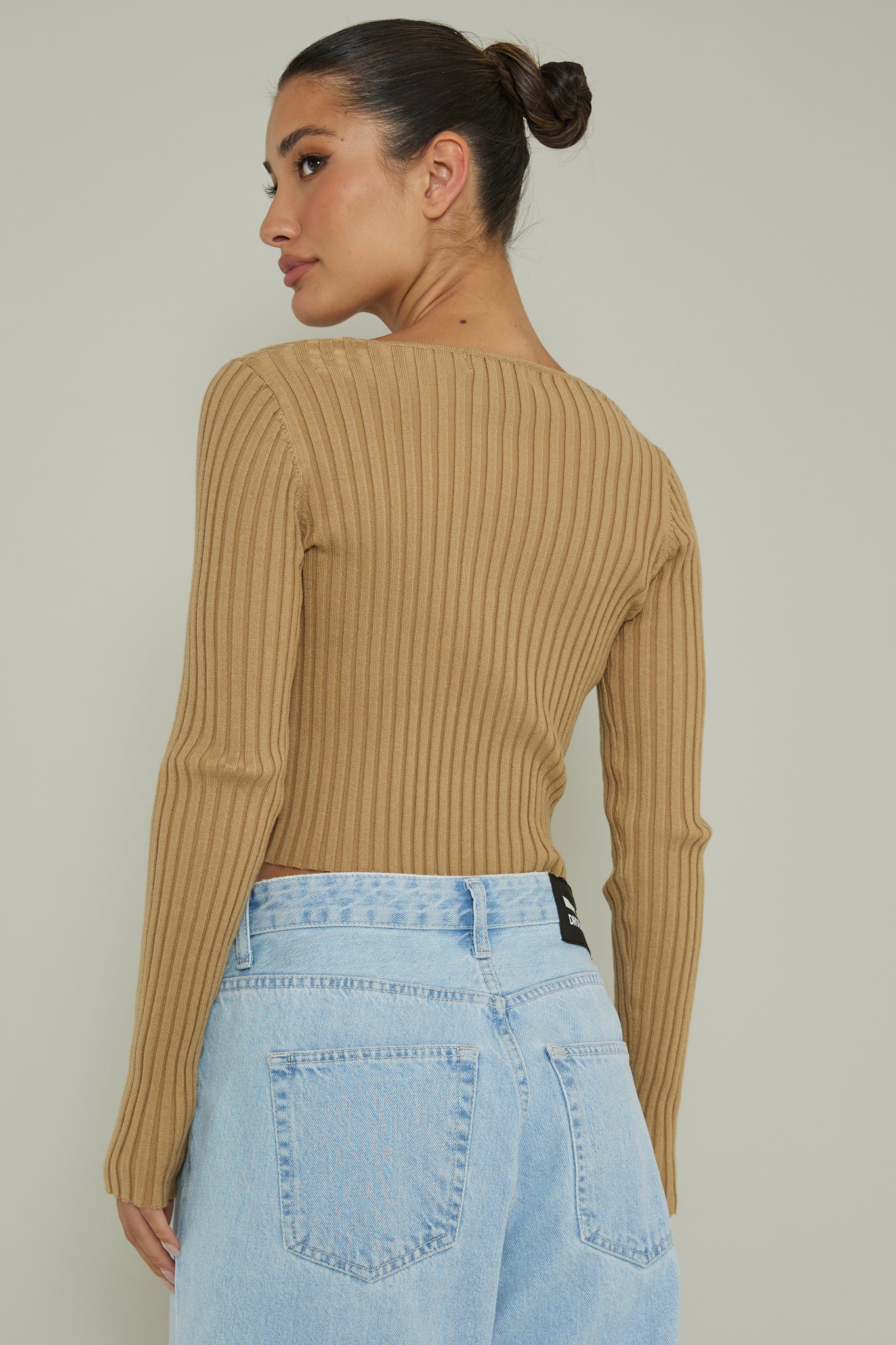 New School Long Sleeve Top Taupe by Selfie Leslie Australia