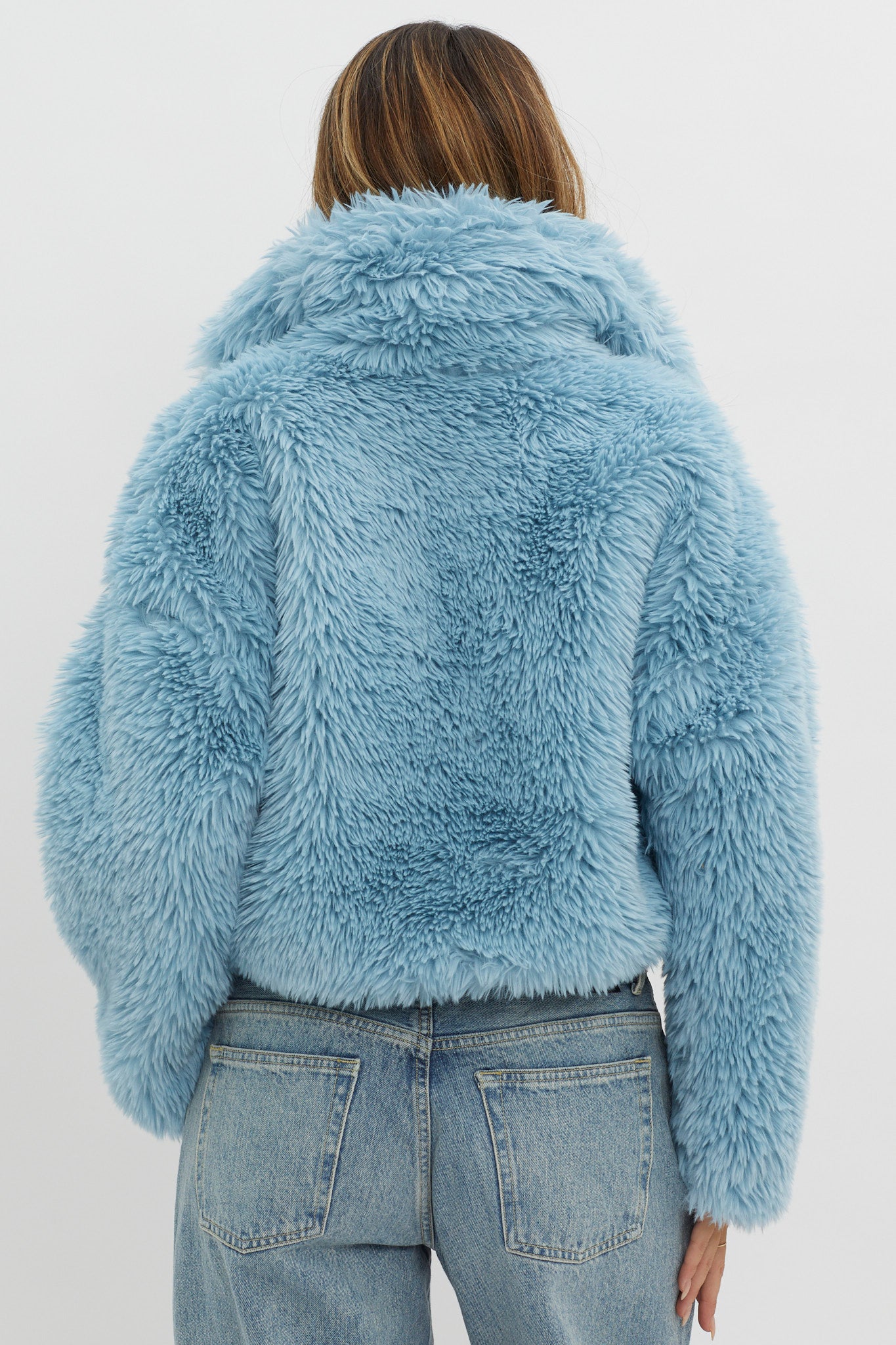 St Moritz Notch Lapel Fur Jacket Blue by Selfie Leslie Australia