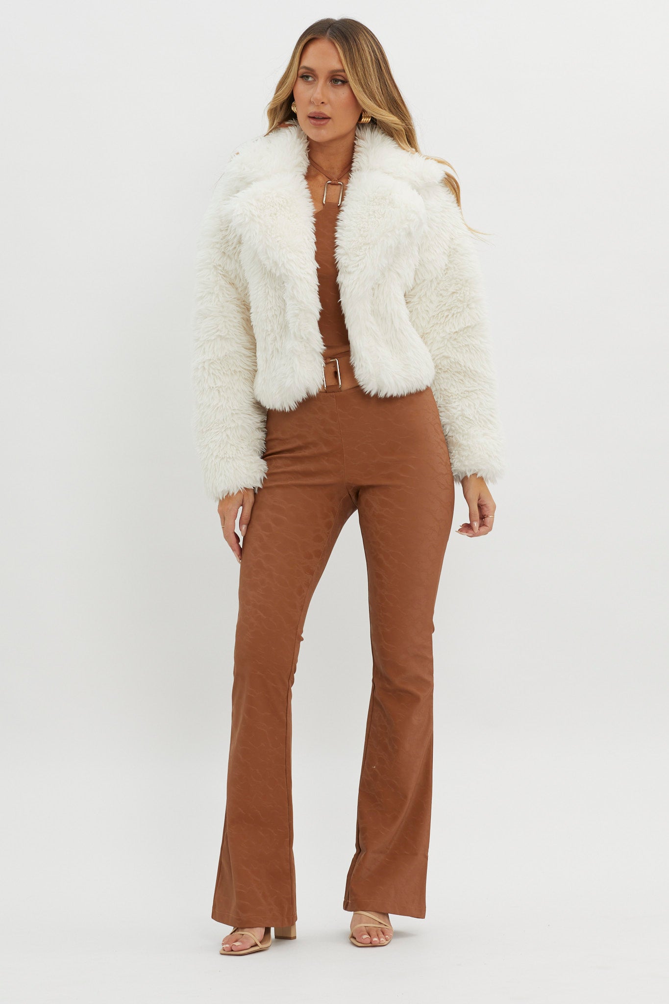 St Moritz Notch Lapel Fur Jacket White by Selfie Leslie Australia