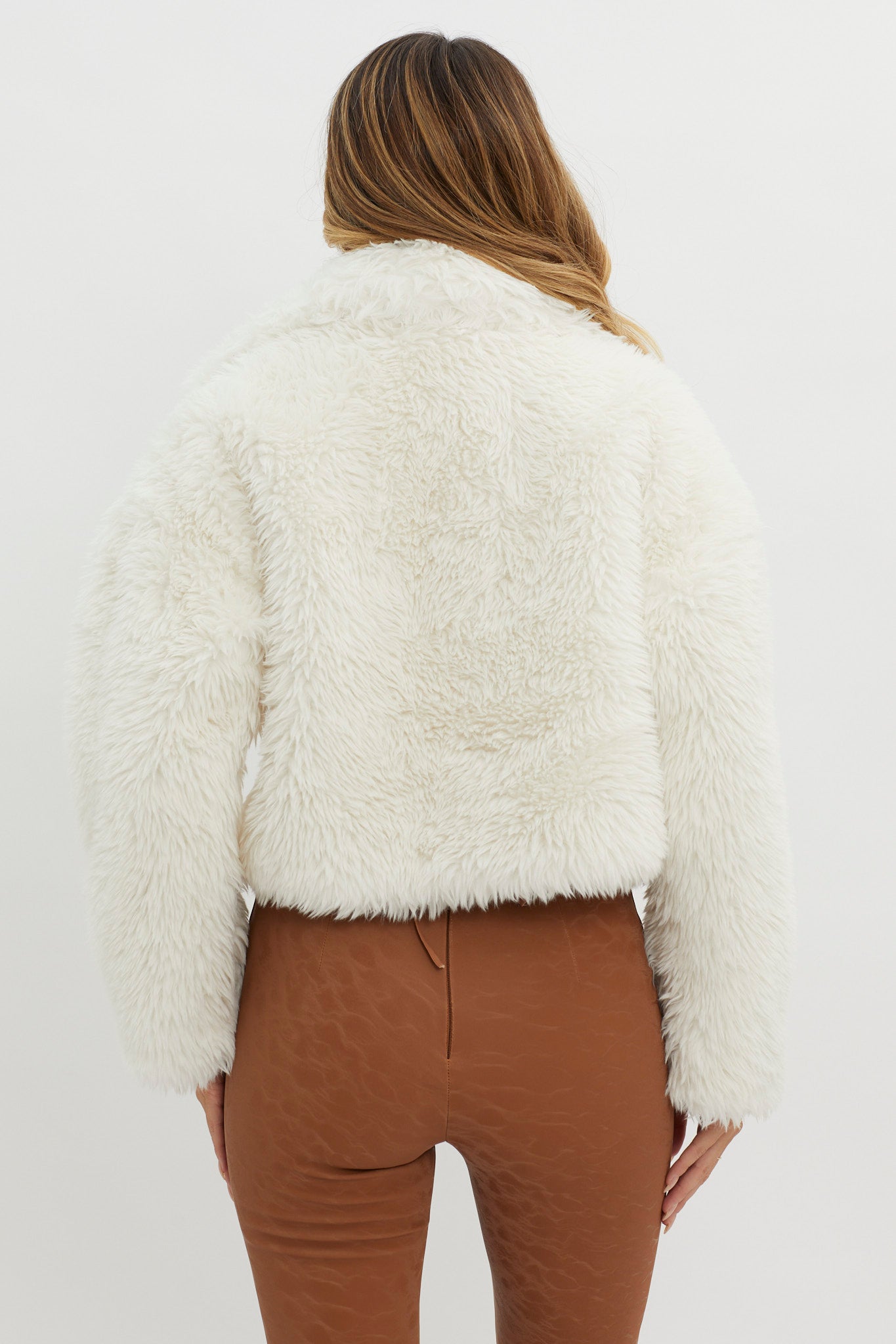 St Moritz Notch Lapel Fur Jacket White by Selfie Leslie Australia