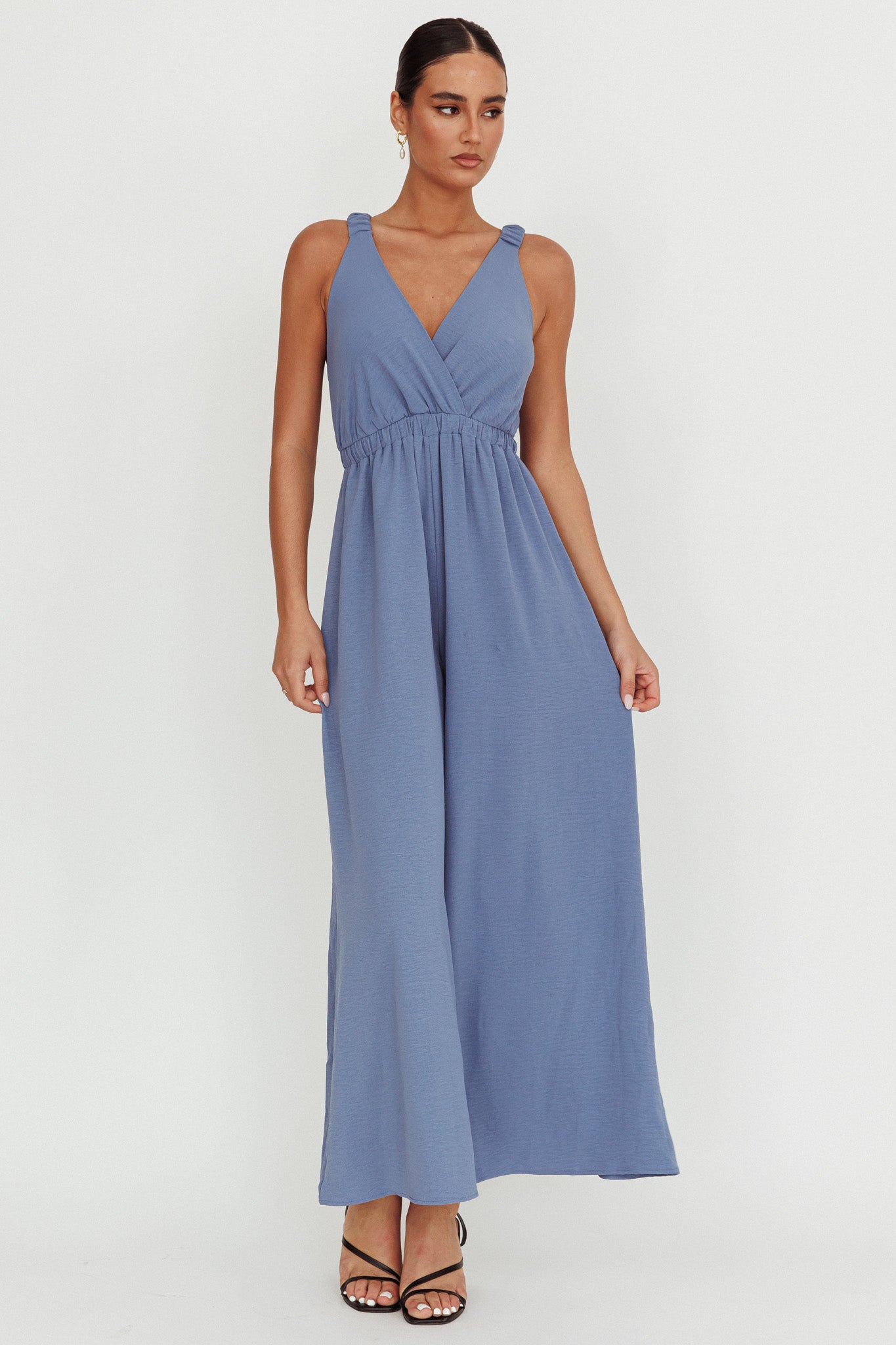 Everything Crossover Strap Jumpsuit Storm Blue by Selfie Leslie Australia