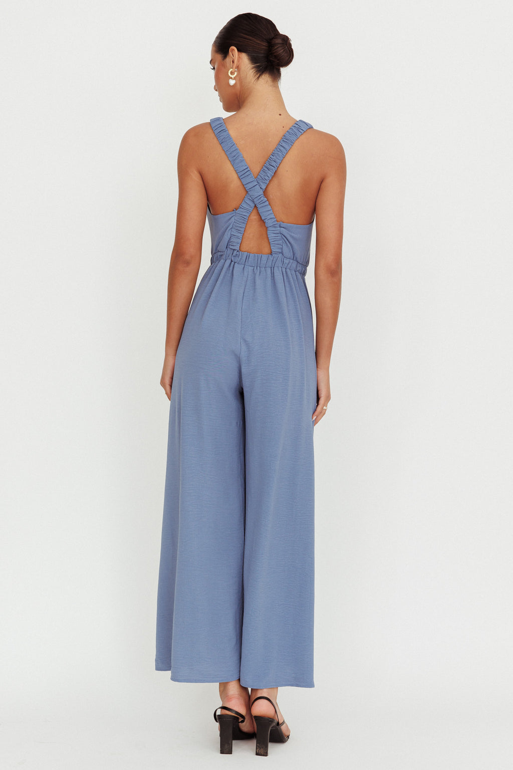 Everything Crossover Strap Jumpsuit Storm Blue by Selfie Leslie Australia