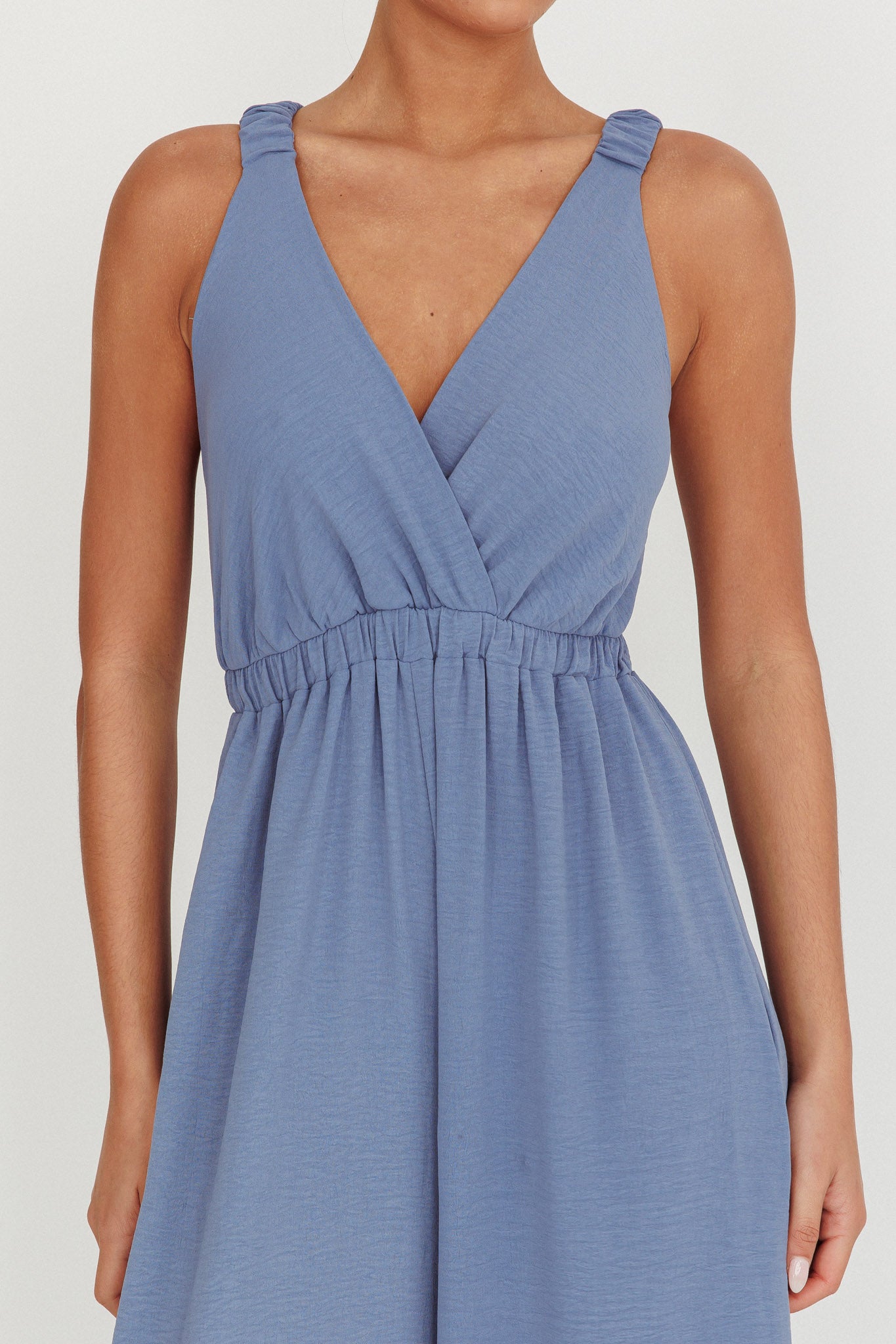 Everything Crossover Strap Jumpsuit Storm Blue by Selfie Leslie Australia