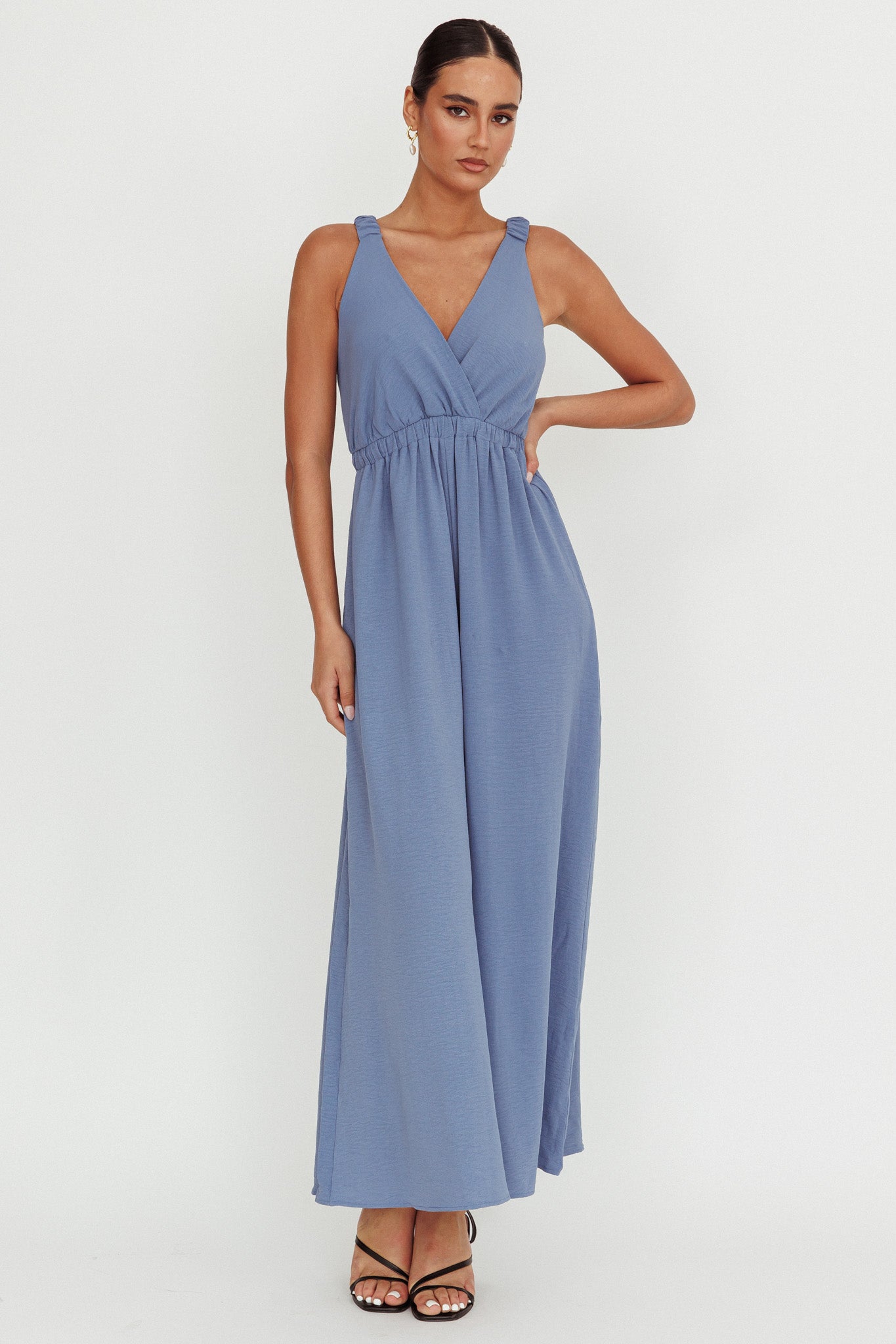 Everything Crossover Strap Jumpsuit Storm Blue by Selfie Leslie Australia