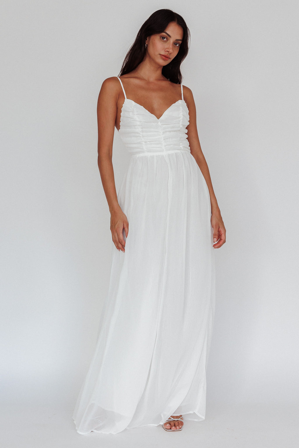Janicca Ruched Bodice Jumpsuit Off White by Selfie Leslie Australia