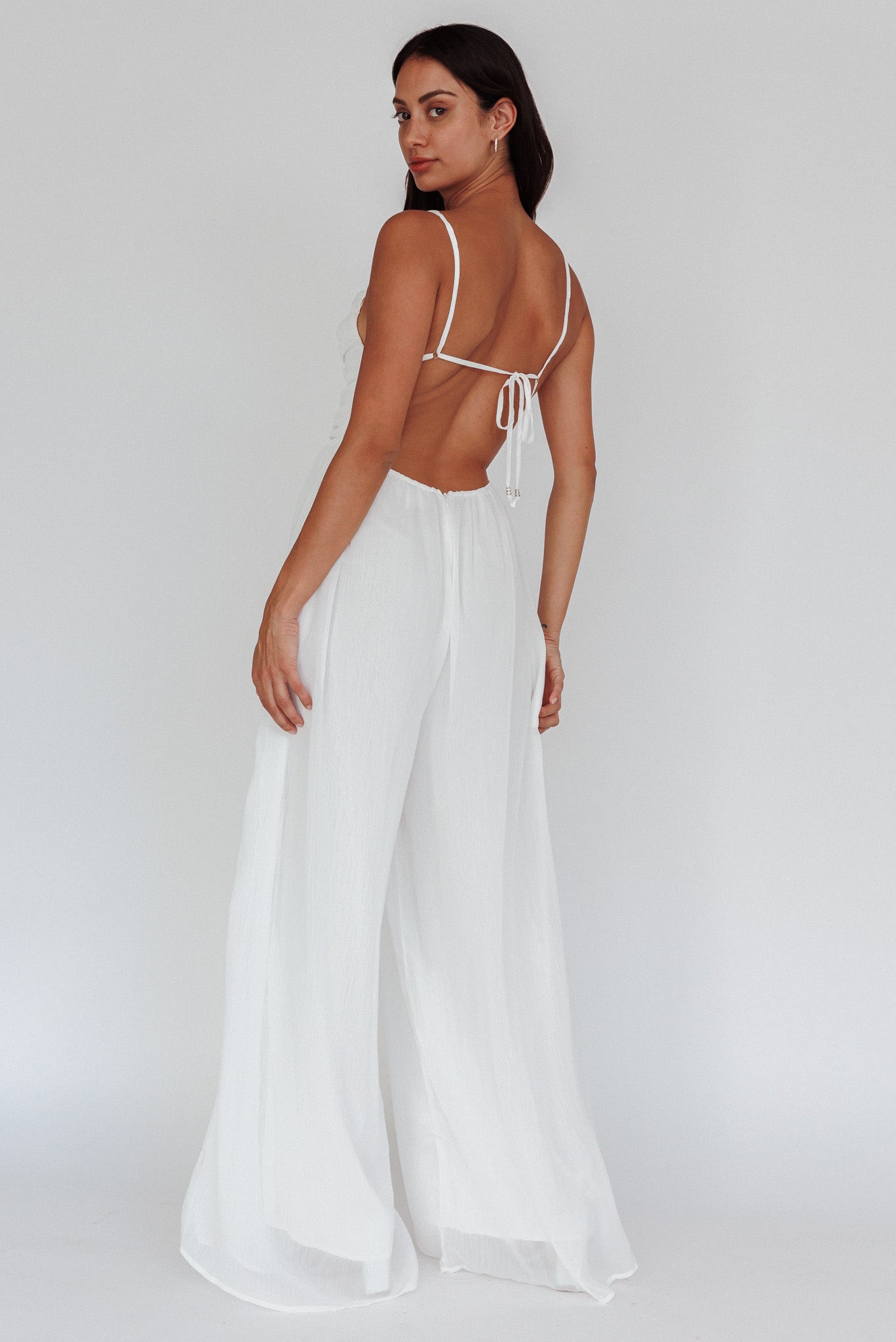 Janicca Ruched Bodice Jumpsuit Off White by Selfie Leslie Australia