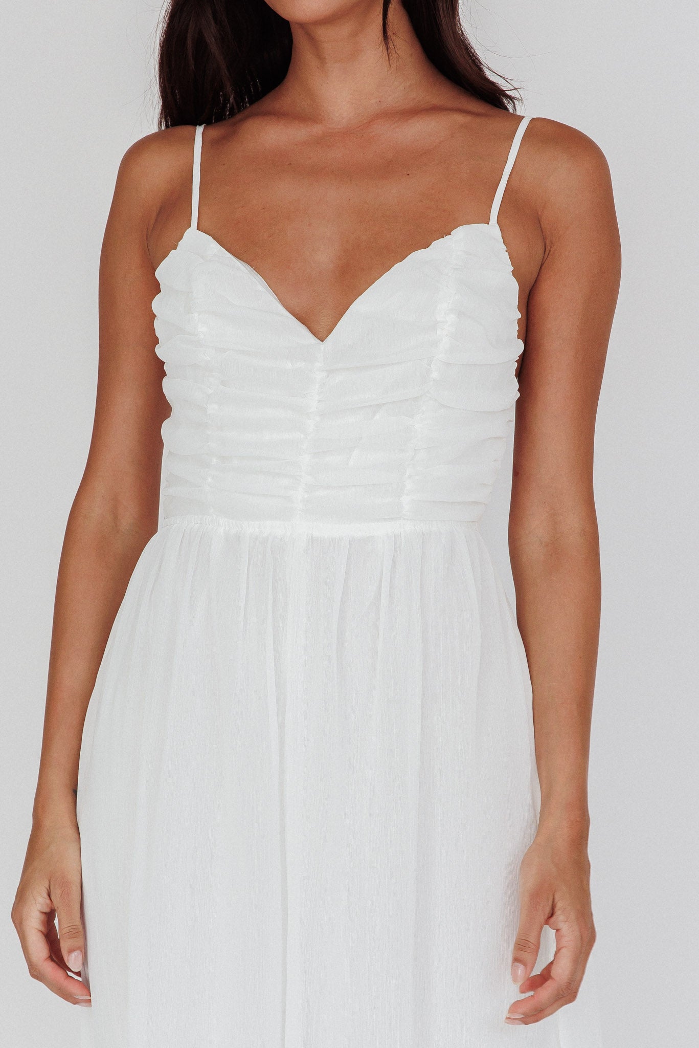 Janicca Ruched Bodice Jumpsuit Off White by Selfie Leslie Australia