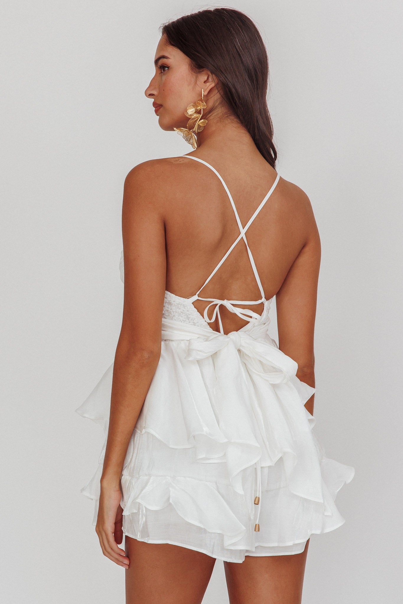 Summer Dream Tiered Ruffle Romper Off White by Selfie Leslie Australia