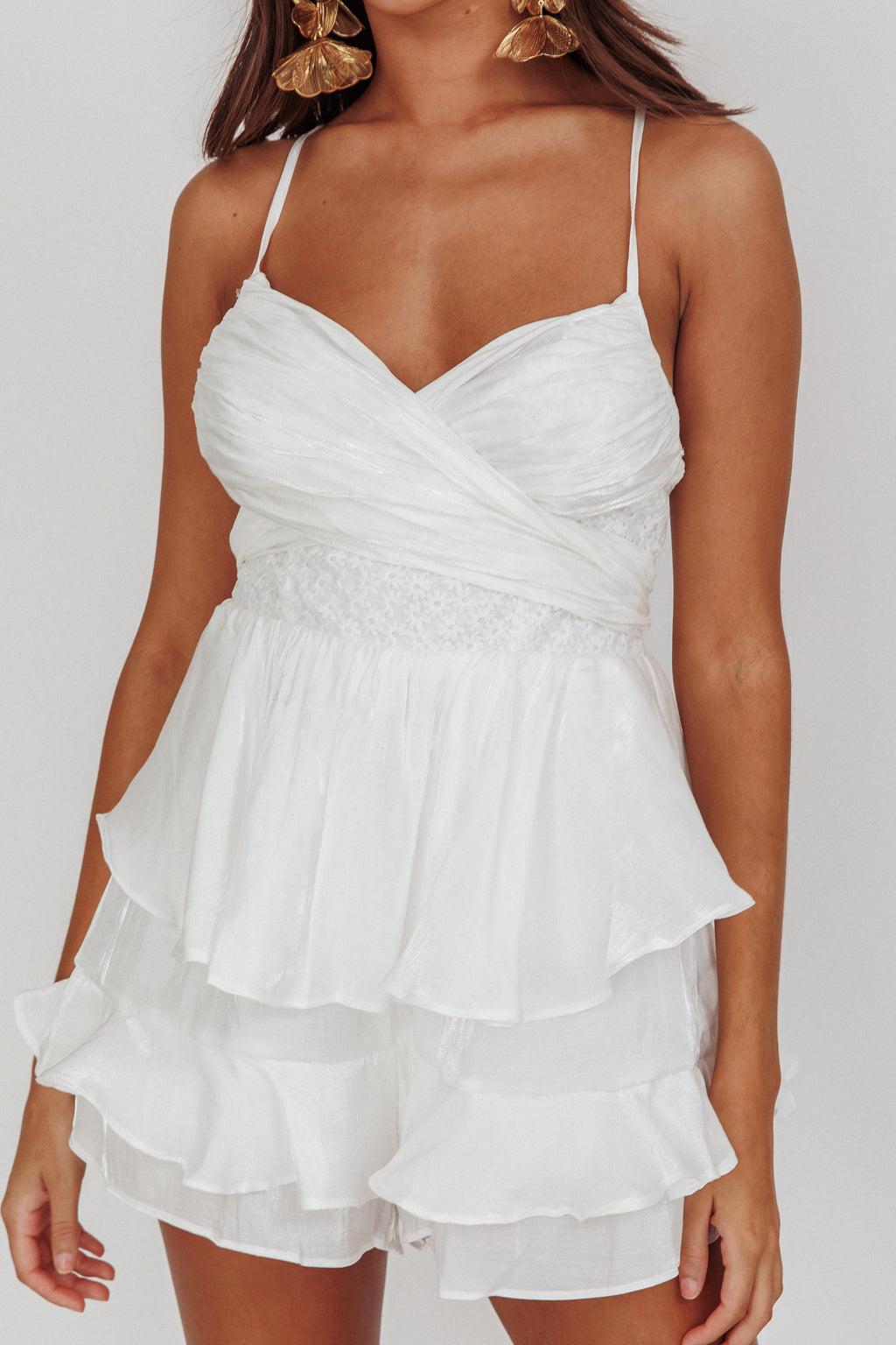 Summer Dream Tiered Ruffle Romper Off White by Selfie Leslie Australia