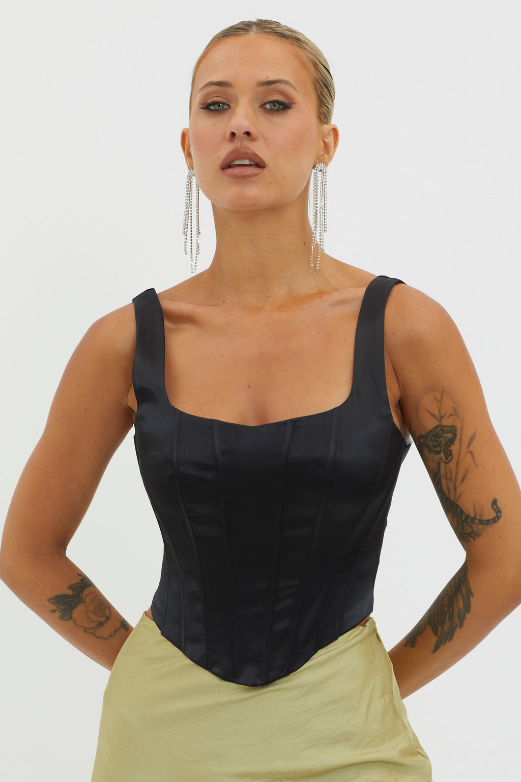 Ruthie Satin Corset Top Black by Selfie Leslie Australia