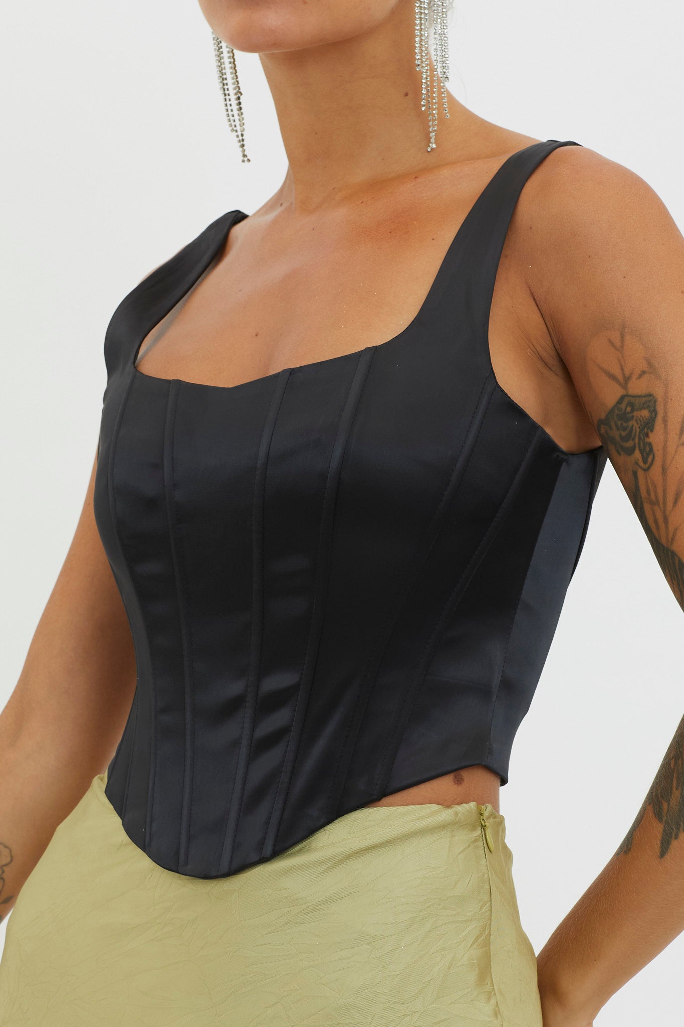 Ruthie Satin Corset Top Black by Selfie Leslie Australia