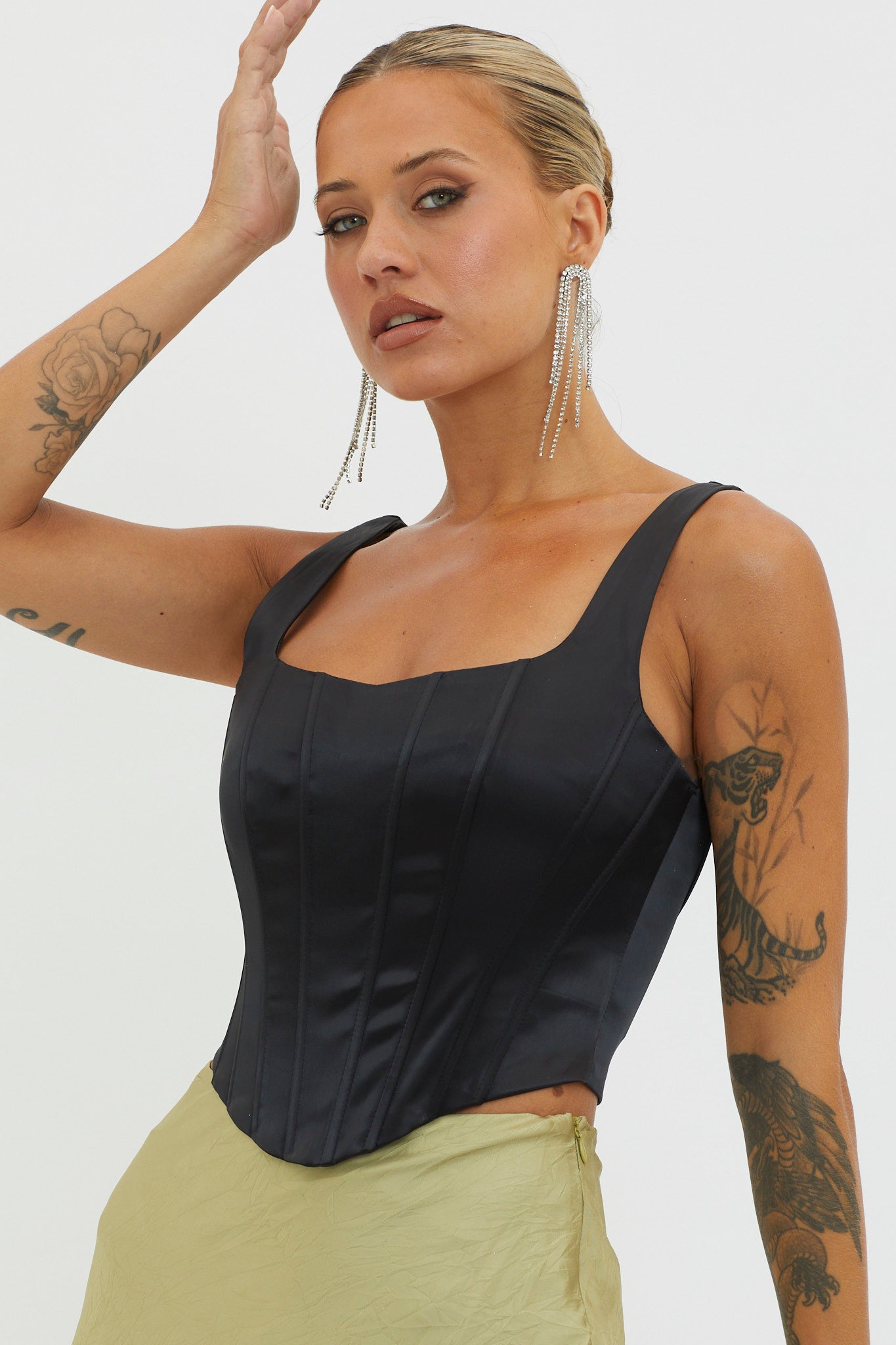 Ruthie Satin Corset Top Black by Selfie Leslie Australia