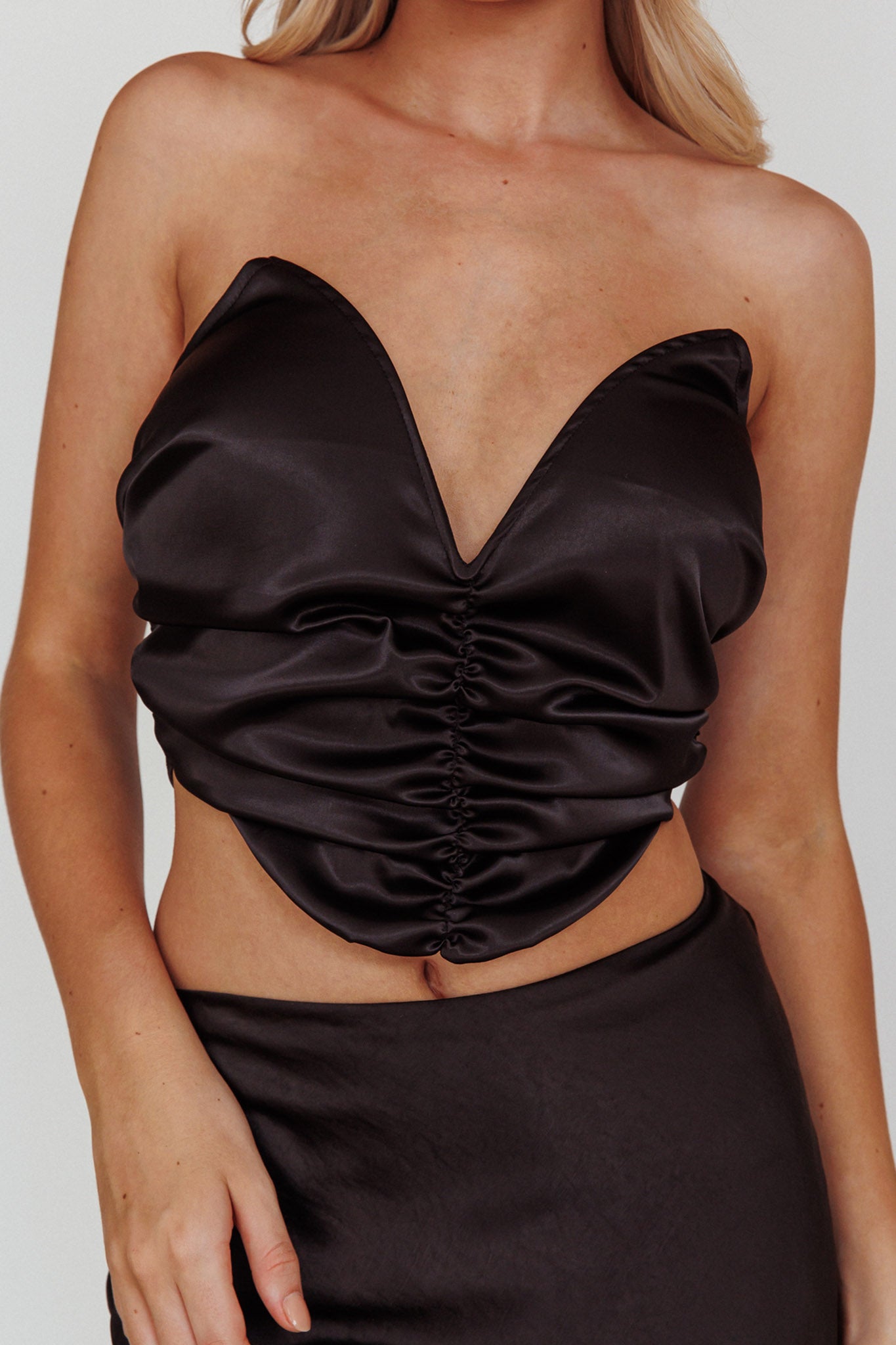 Mieke Pointed Sweetheart Neckline Crop Top Black by Selfie Leslie Australia