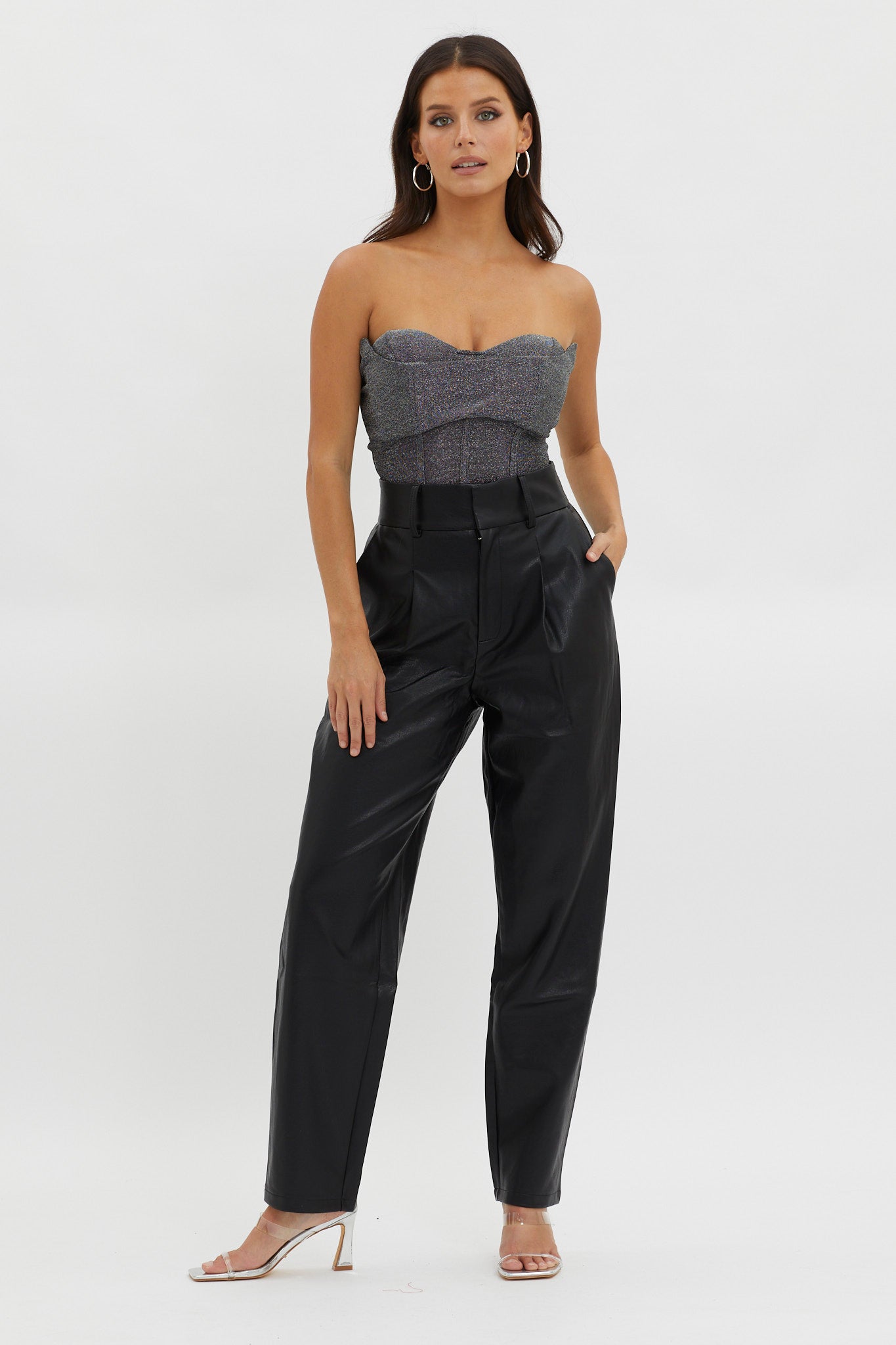 Milky Way Strapless Sparkle Bodysuit Silver by Selfie Leslie Australia