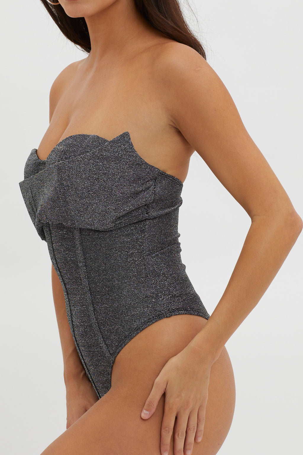 Milky Way Strapless Sparkle Bodysuit Silver by Selfie Leslie Australia