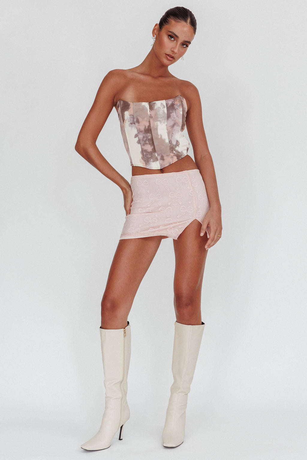 Emmalyn Corset Top Peach Multi by Selfie Leslie Australia