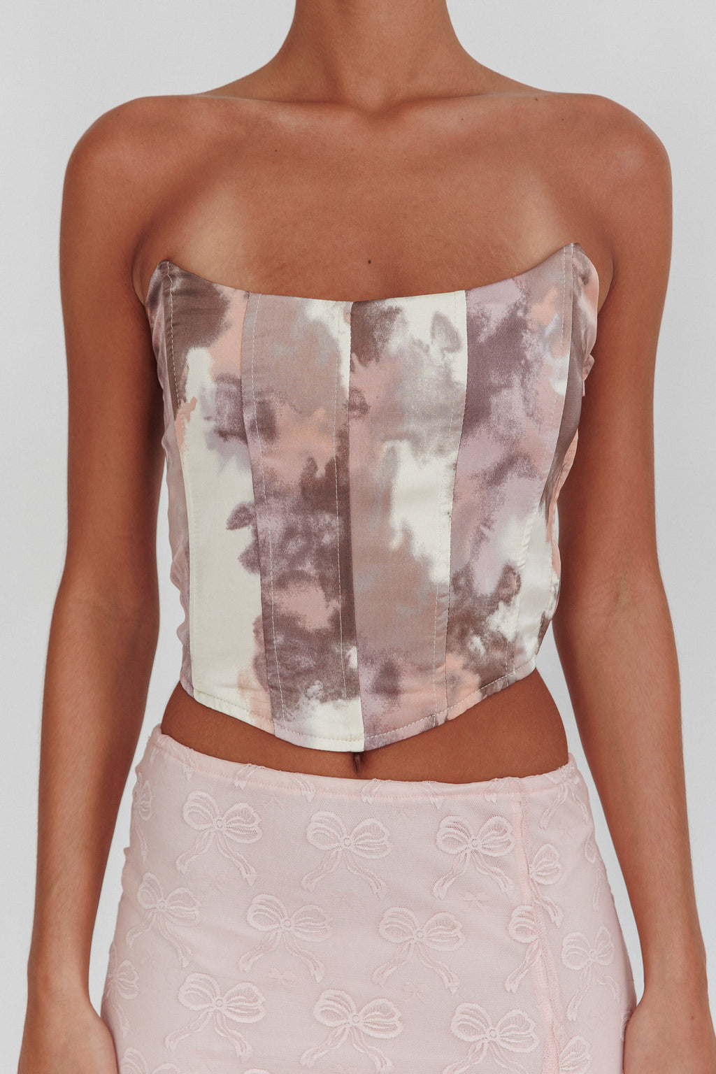 Emmalyn Corset Top Peach Multi by Selfie Leslie Australia